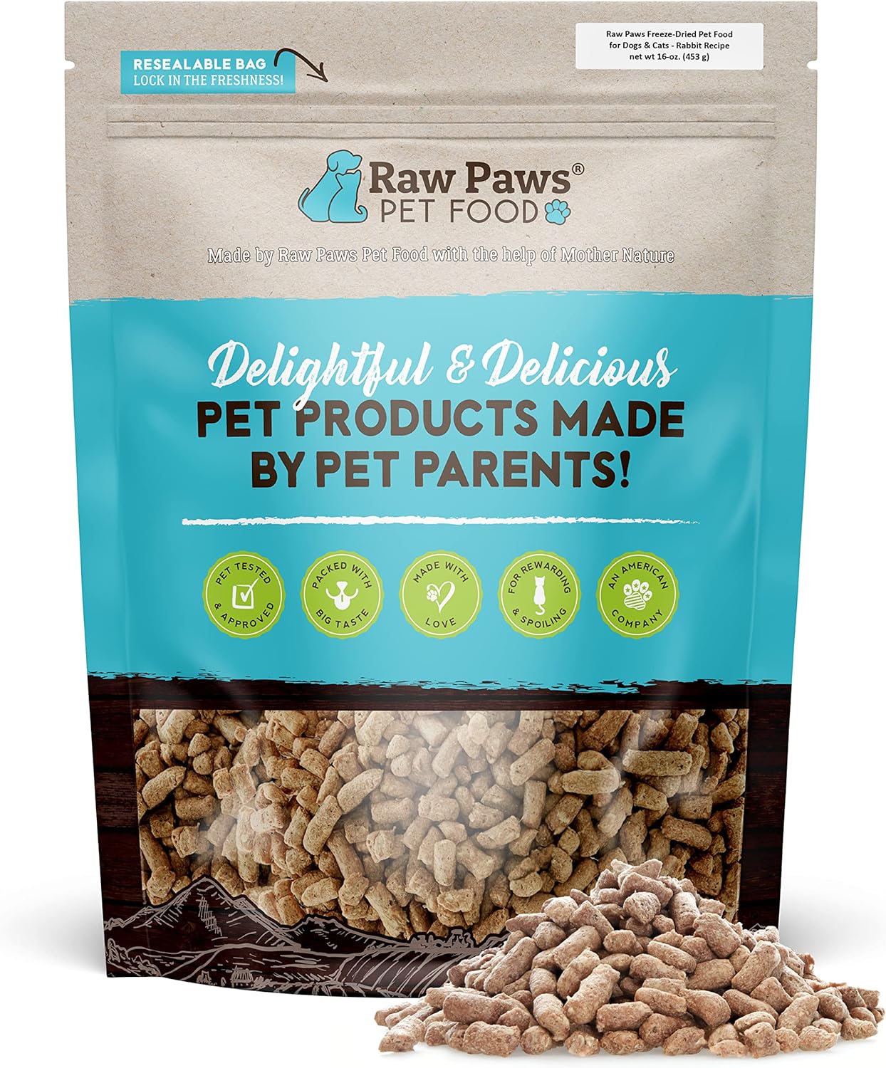 Raw Paws Freeze Dried Dog and Cat Food - Rabbit Recipe 16-oz