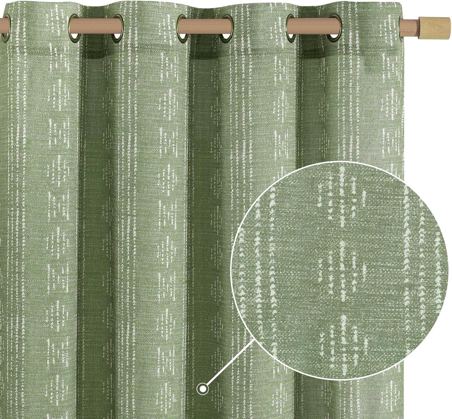 Jinchan Boho Linen Blend Curtains for Living Room & Bedroom