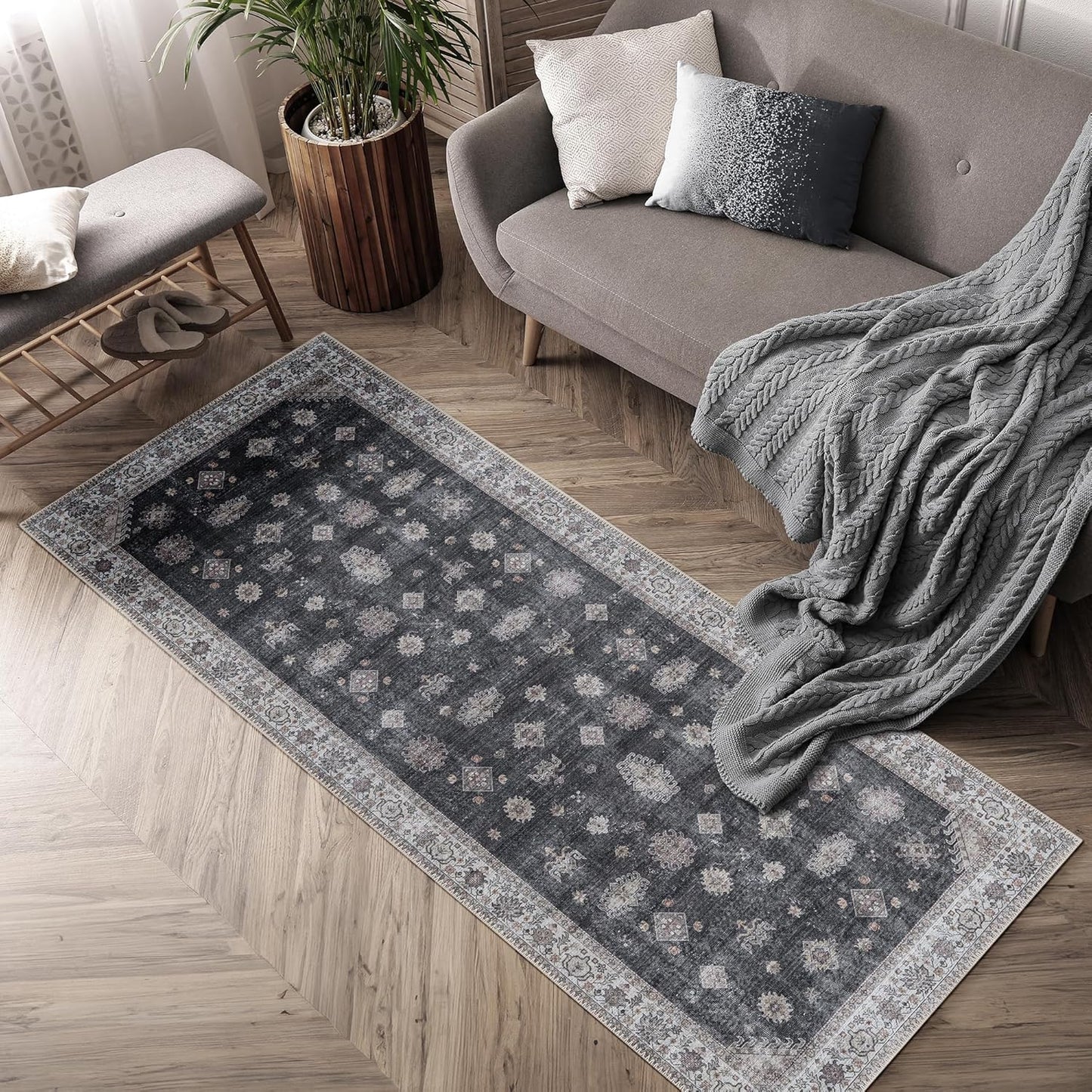 Adiva Rugs Machine Washable Area Rug with Non Slip Backing