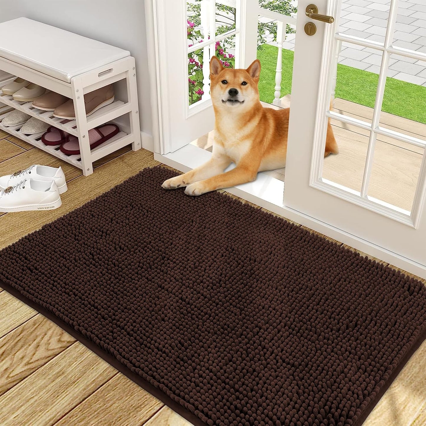 OLANLY Dog Door Mat for Muddy Paws - Absorbent and Non-Slip