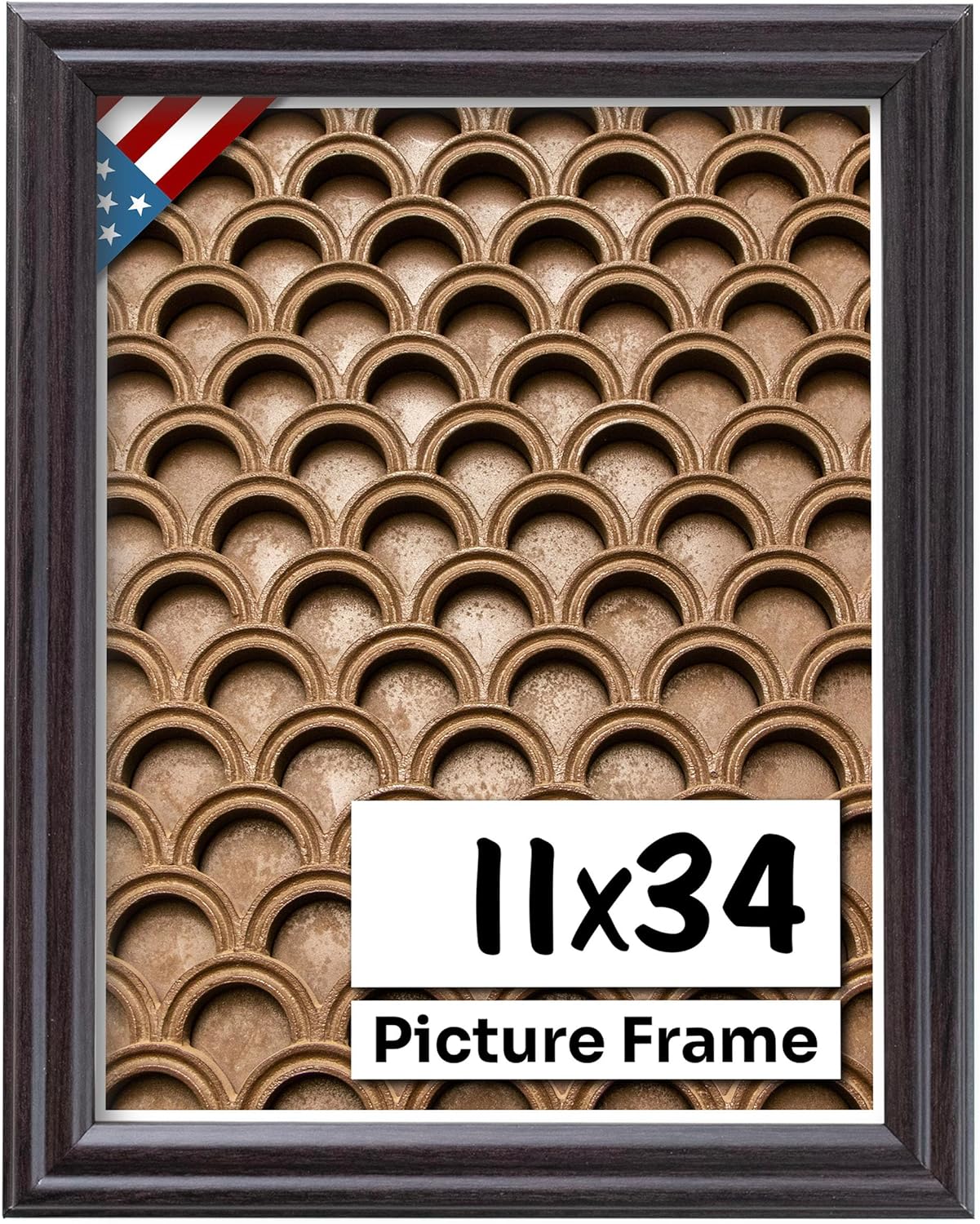 Coffee Brown 11x34 Picture Frame with UV-Blocking Plexiglass