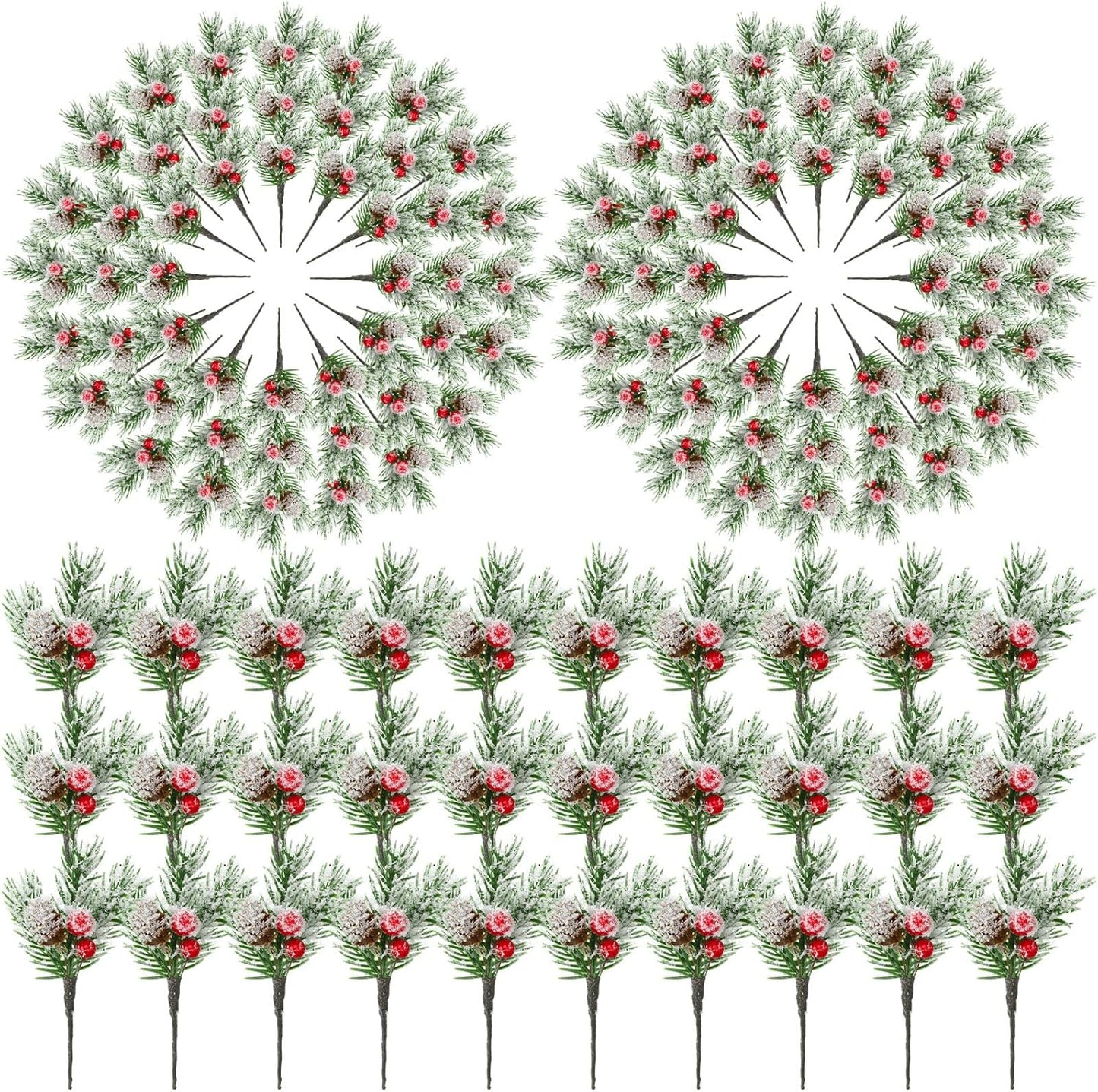 96 Pcs Christmas Picks and Sprays for Festive Home Decor