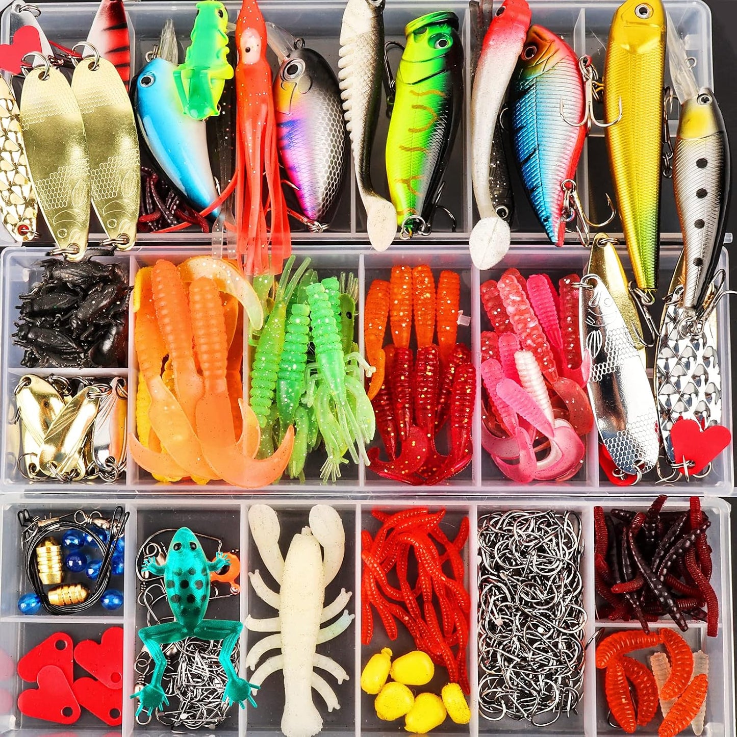 375pc Lifelike Fishing Lures Kit - Catch More Fish!