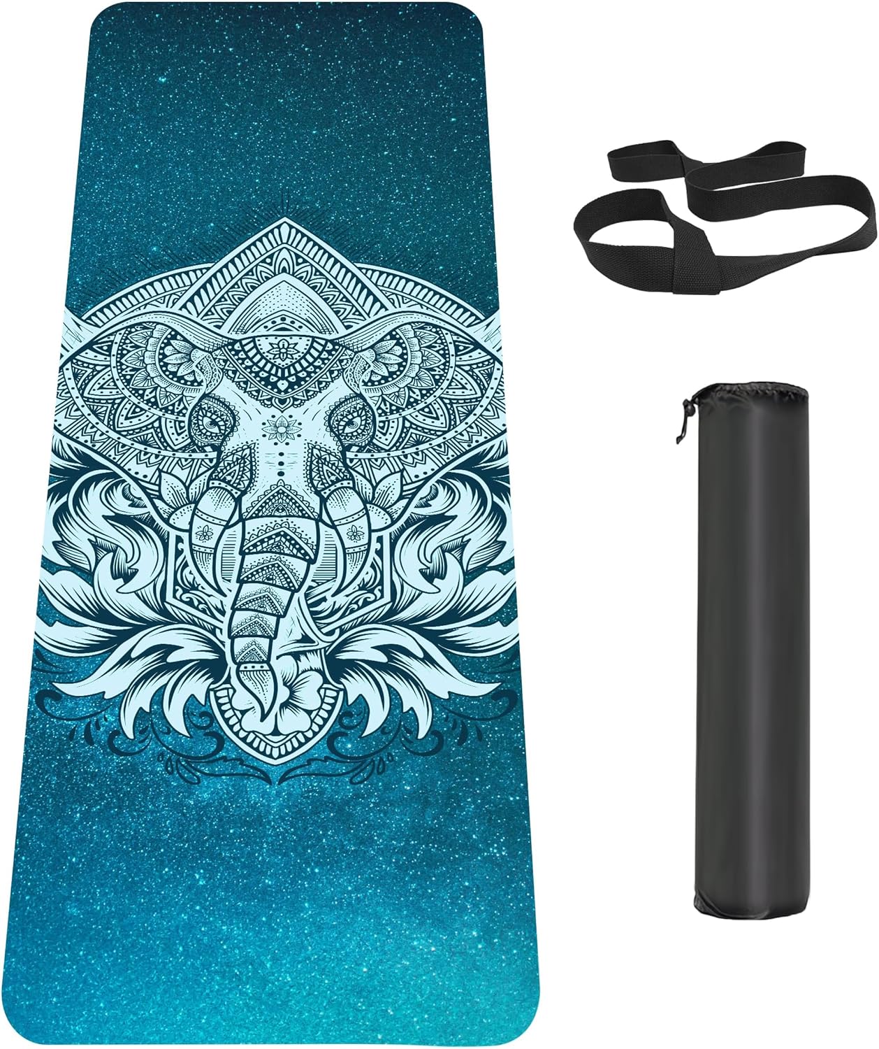 Non Slip Workout Mat - Thick TPE - Carrying Strap - 72 x 24