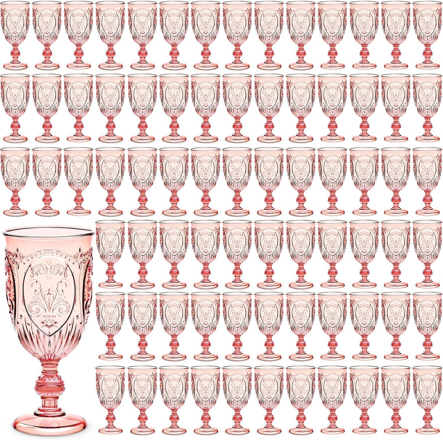 100 Pcs Vintage Plastic Goblets for Weddings and Parties