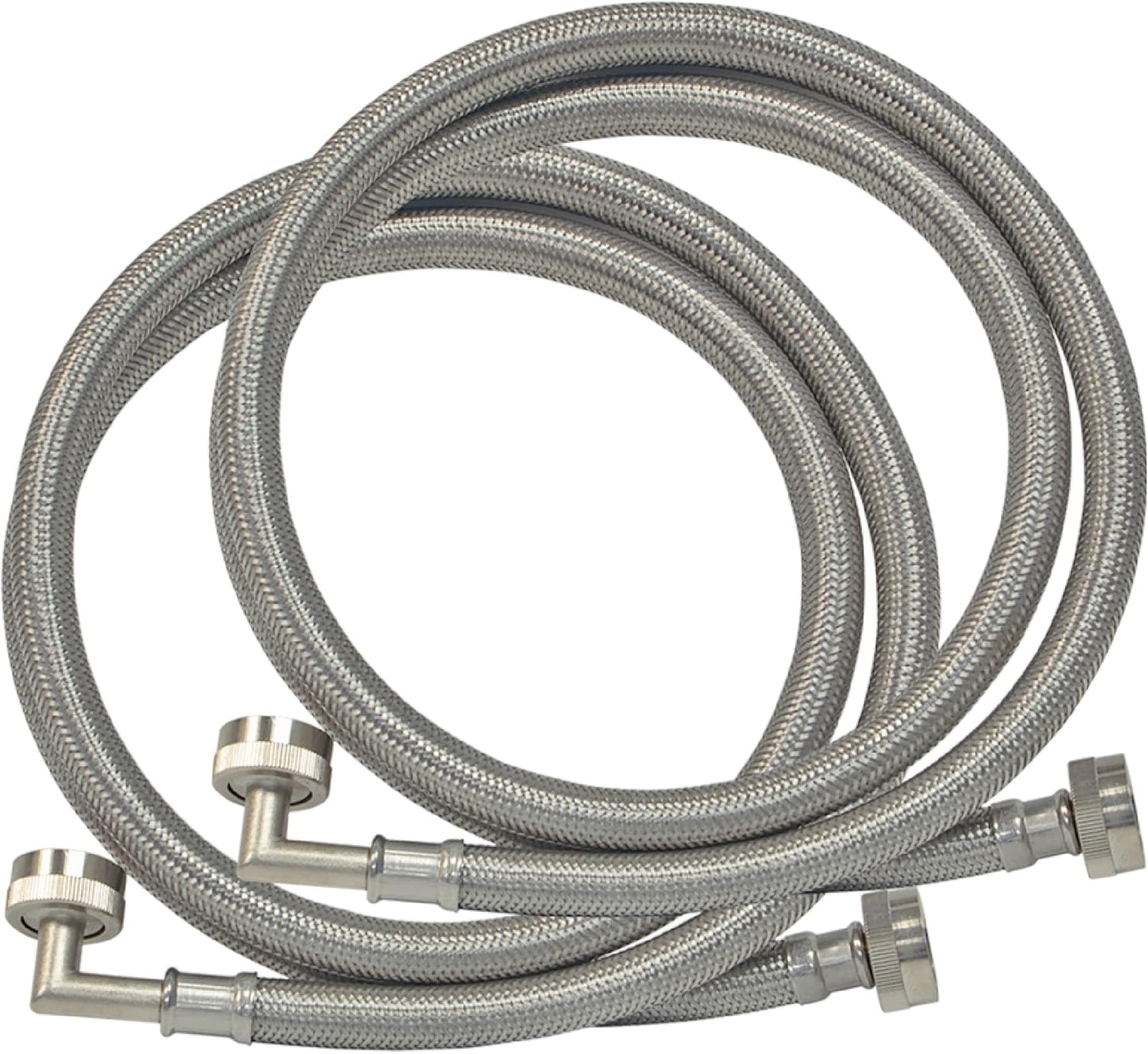 Eastman 6ft Braided Stainless Steel Washer Hoses, 90 Elbow Pack