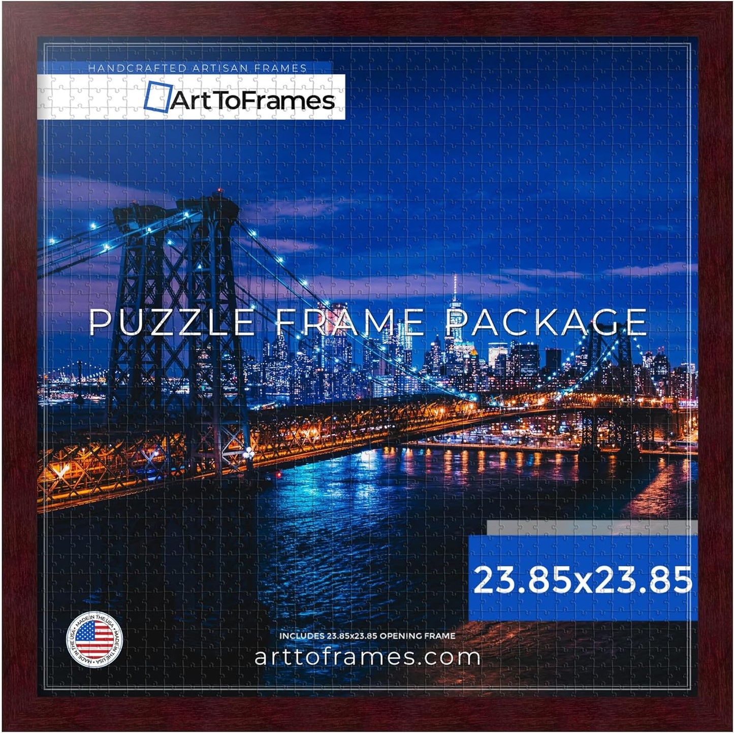 ArtToFrames 23.85x23.85 INCH Brown Frame for 1000 Piece Puzzles