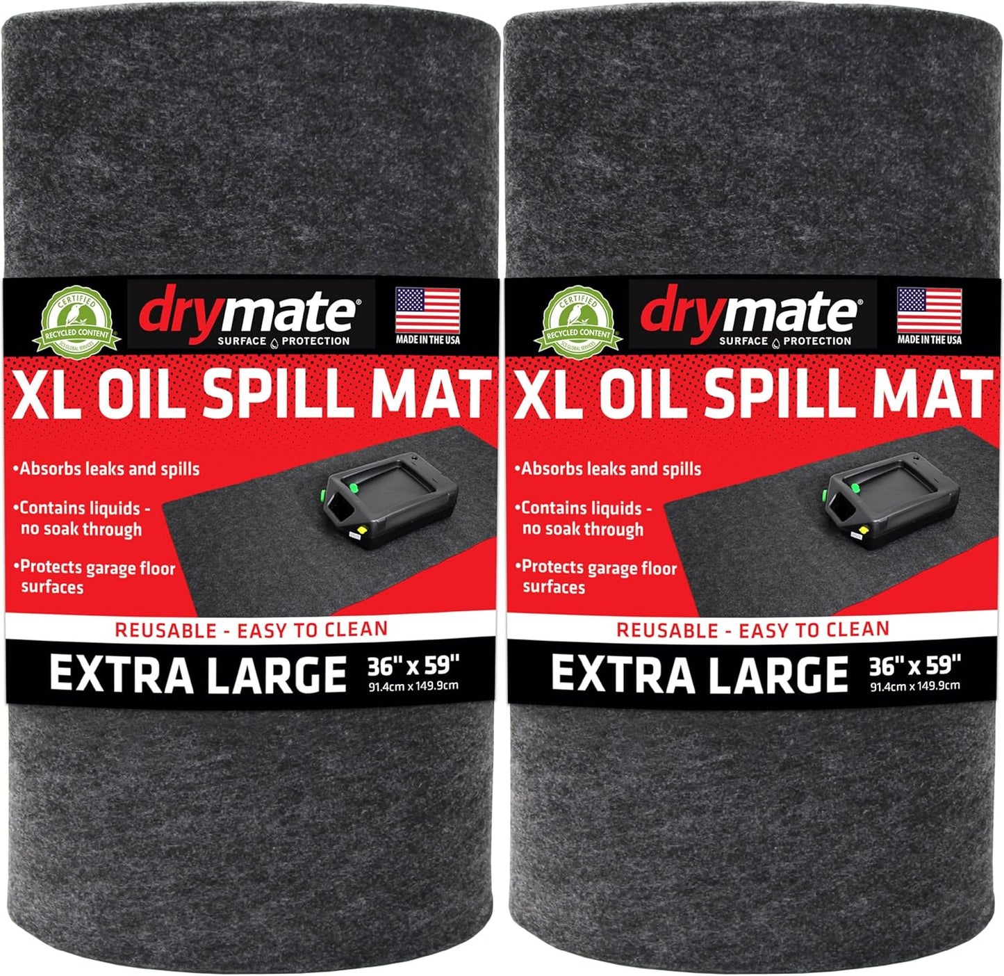 Drymate XL Oil Spill Mat 36in x 59in 2-Pack for Garage Protection