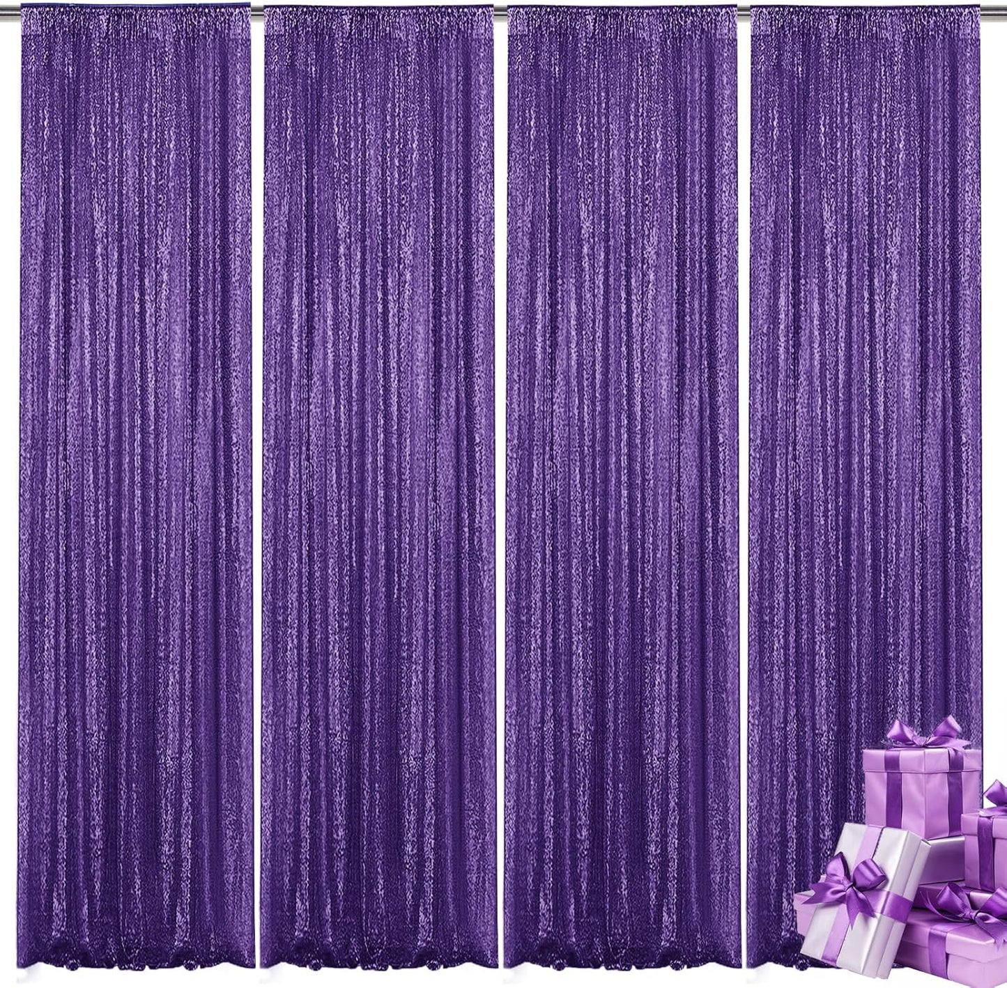 Purple Sequin Backdrop Curtain for Party Wedding Birthday Events