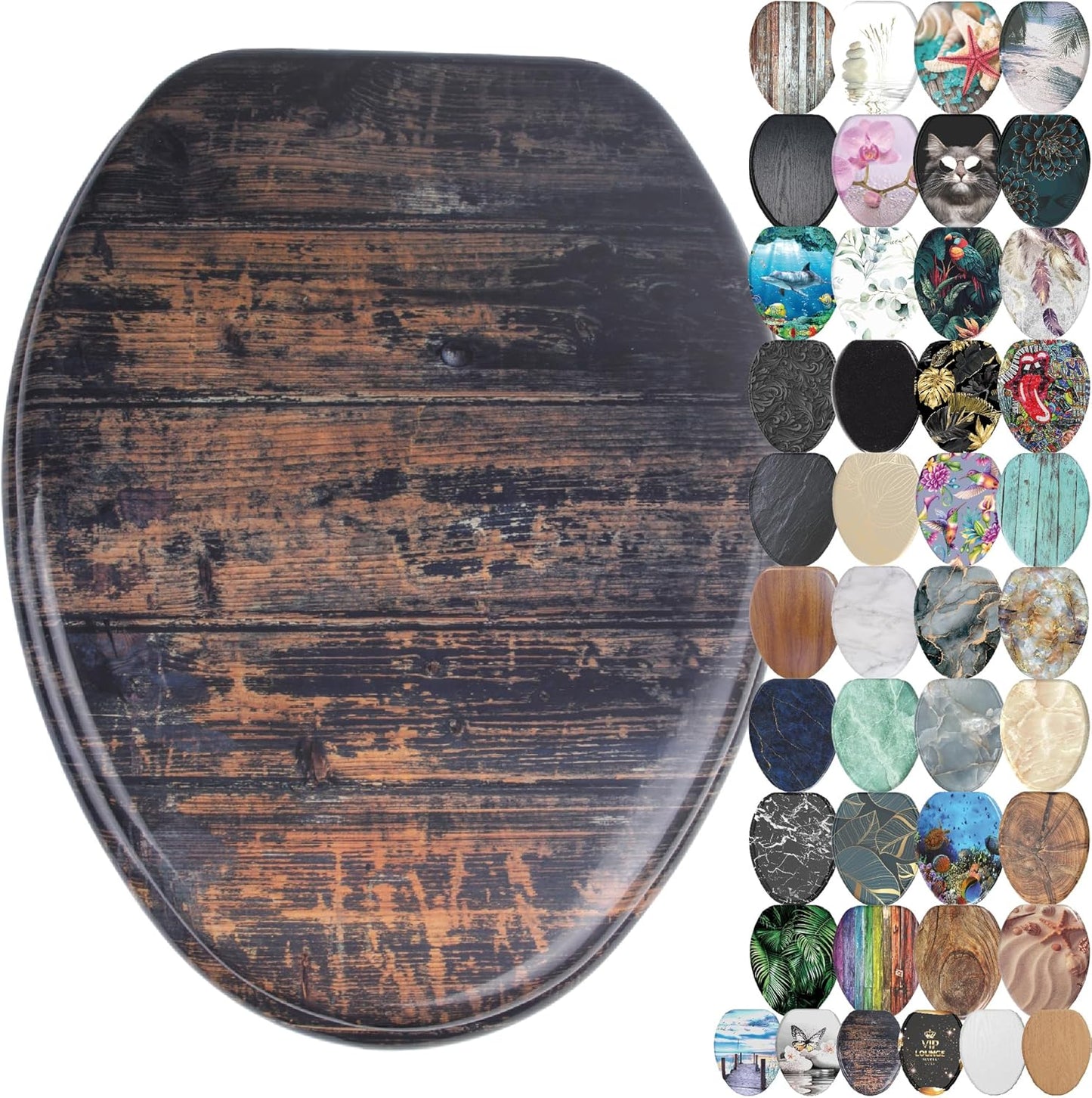 SANILO Wooden Toilet Seat with Soft Close - Vintage Design