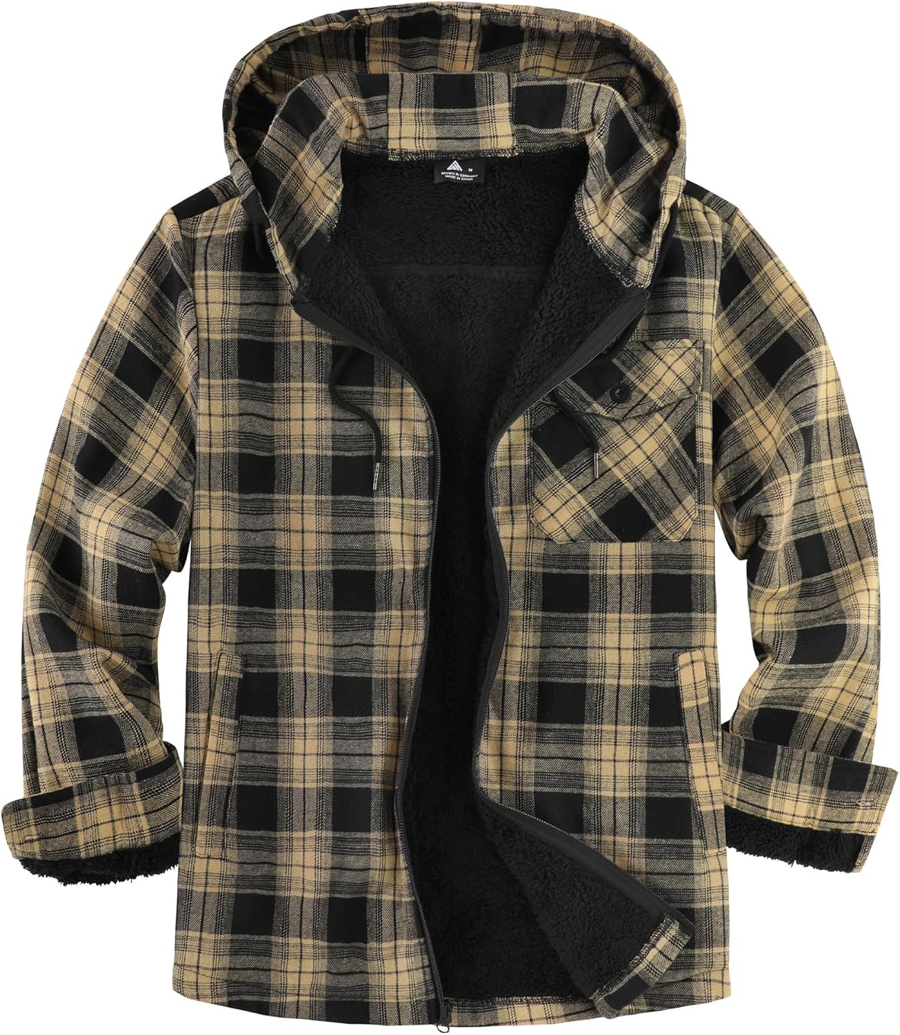 SCODI Men's Flannel Plaid Jacket Warm Sherpa Lined Fleece Hoodies
