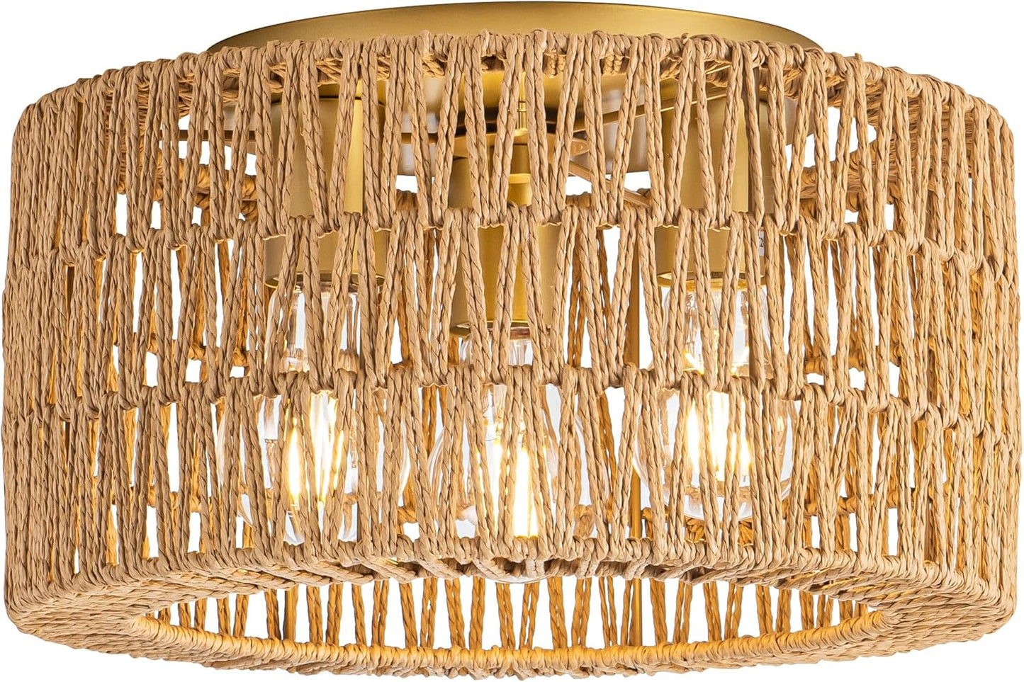 Rattan Ceiling Light Fixture for Bohemian Modern Home Decor