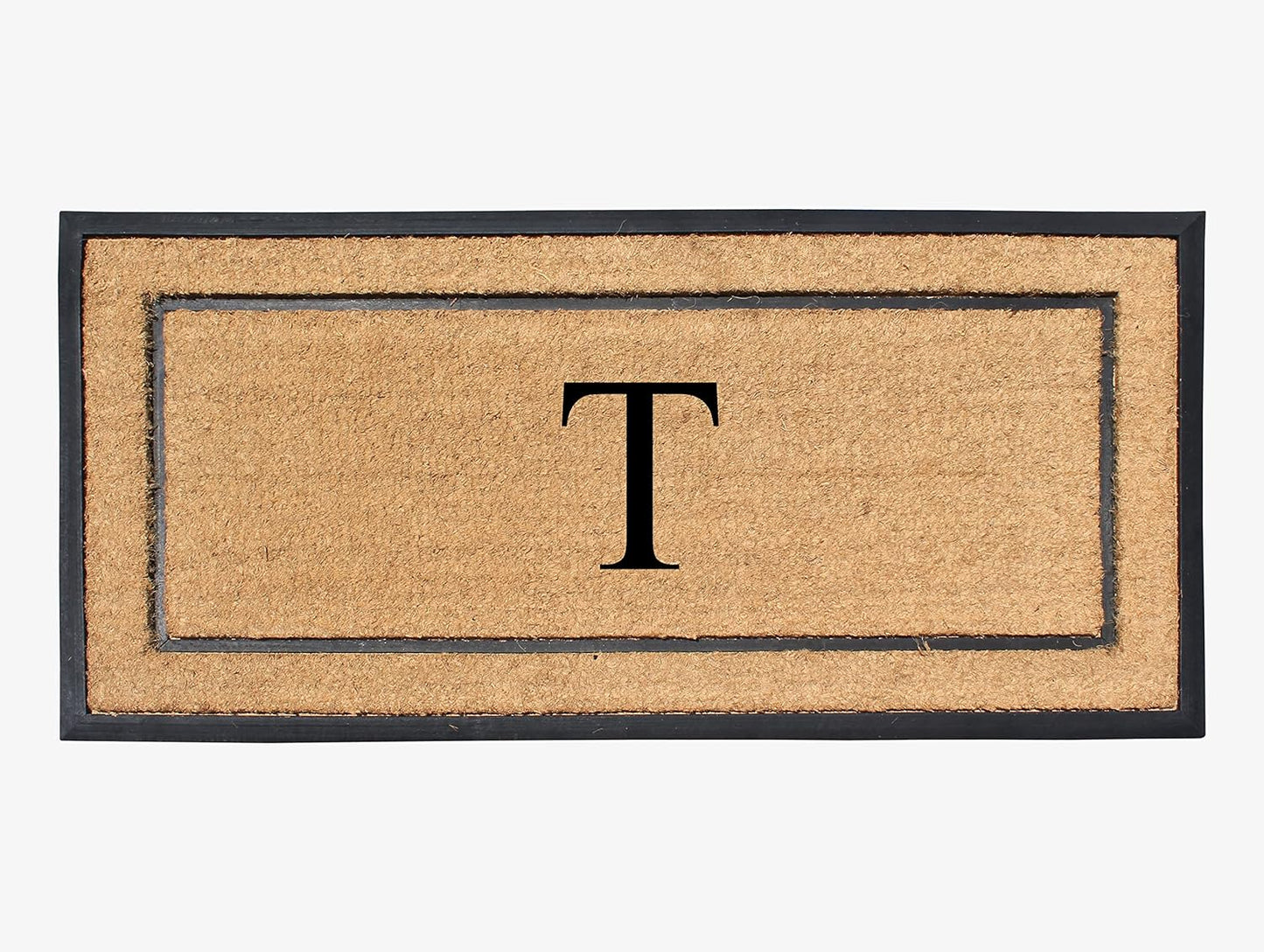 Natural Coir & Rubber Large Monogrammed Doormat for Entryways