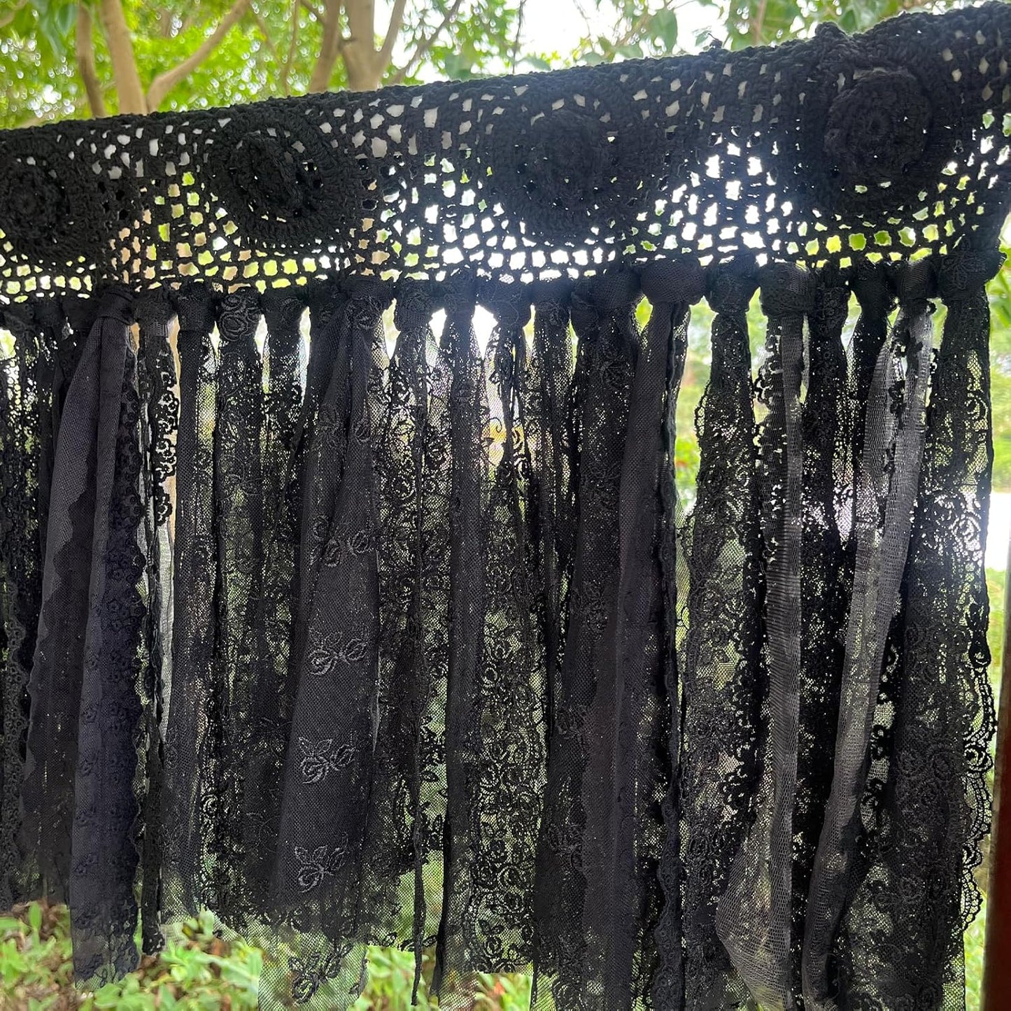 Handmade Gothic Halloween Valance - Spooky Skull Decor