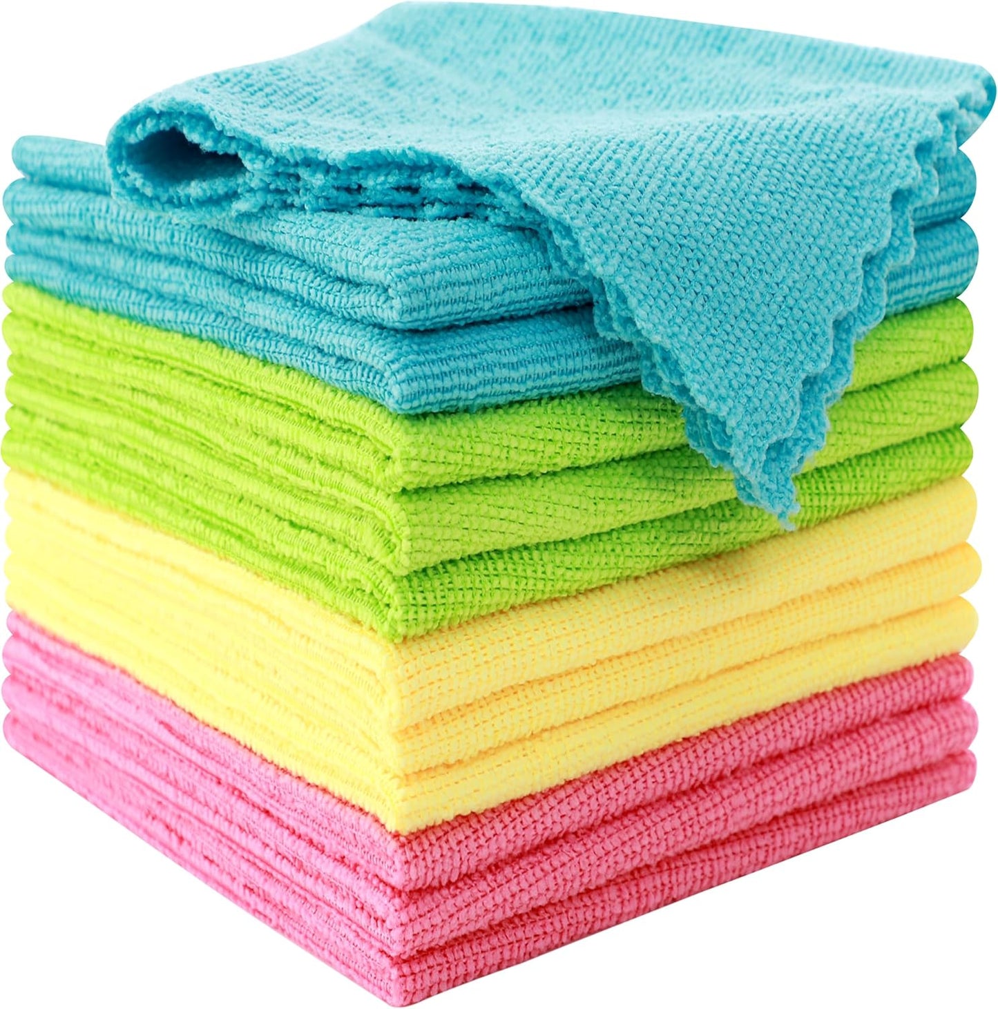 MOONQUEEN 12 Pack Microfiber Cleaning Cloths - Fast Drying & Reusable Towels