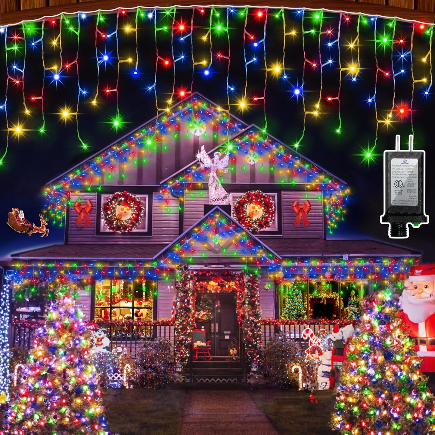 Multicolor LED Curtain Lights with Timer, 8 Modes - QUHUATU