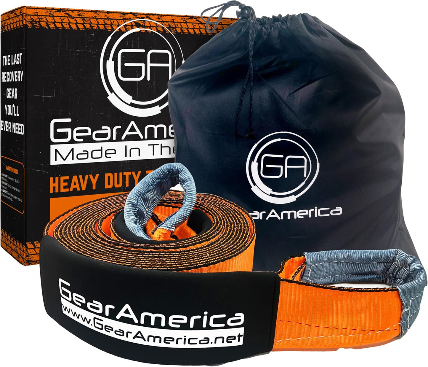 GearAmerica Heavy Duty Tow Strap 4inx30ft for Offroad Recovery