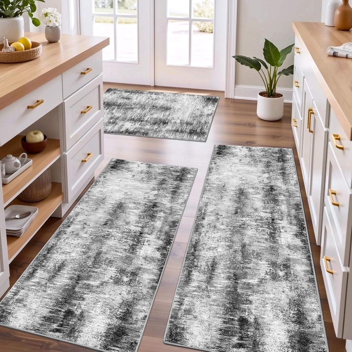 Tritard Non Slip Kitchen Rugs Set of 3 for Home Use