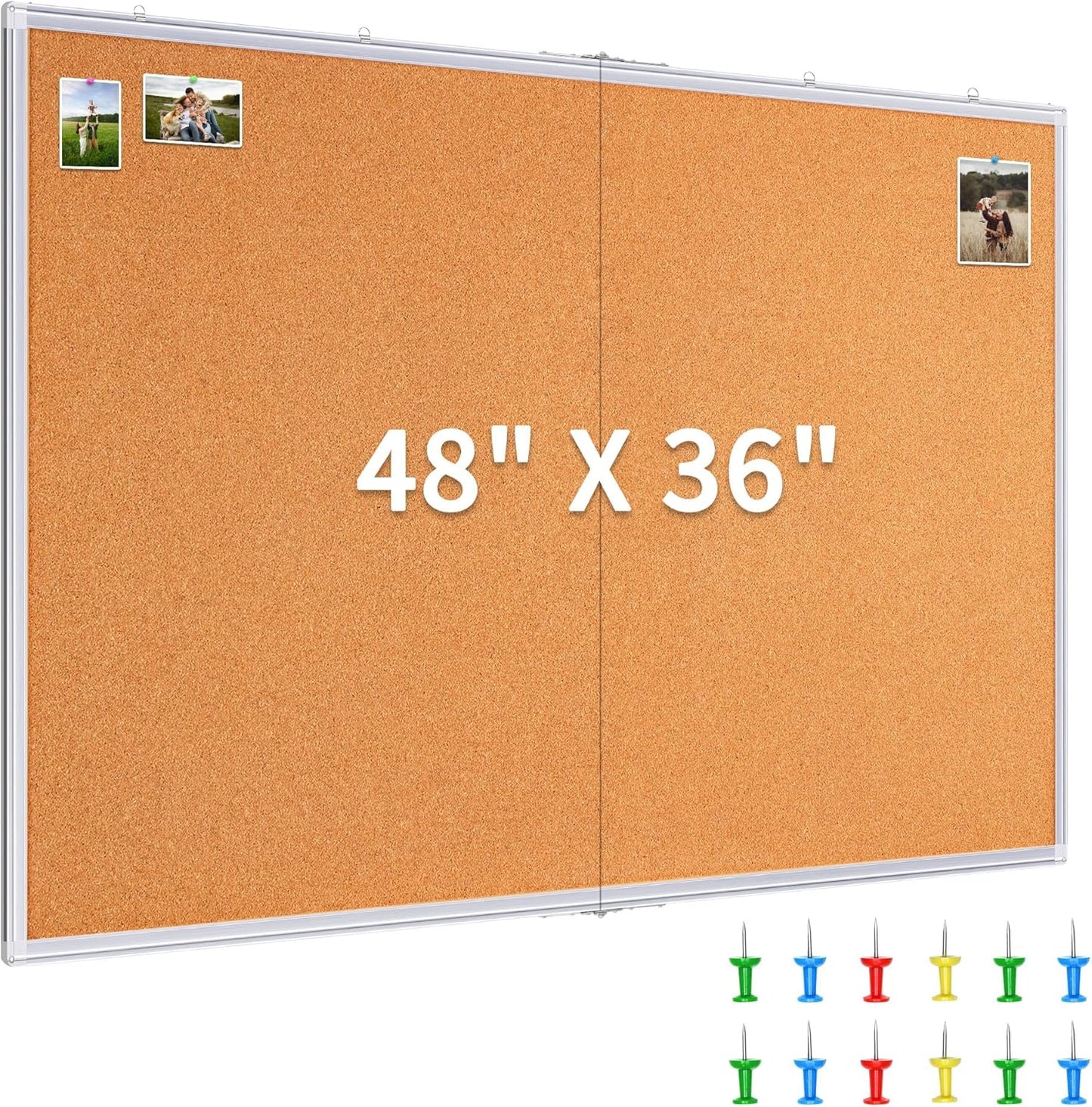Large Cork Board 48 x 36 in for Home and Office Display