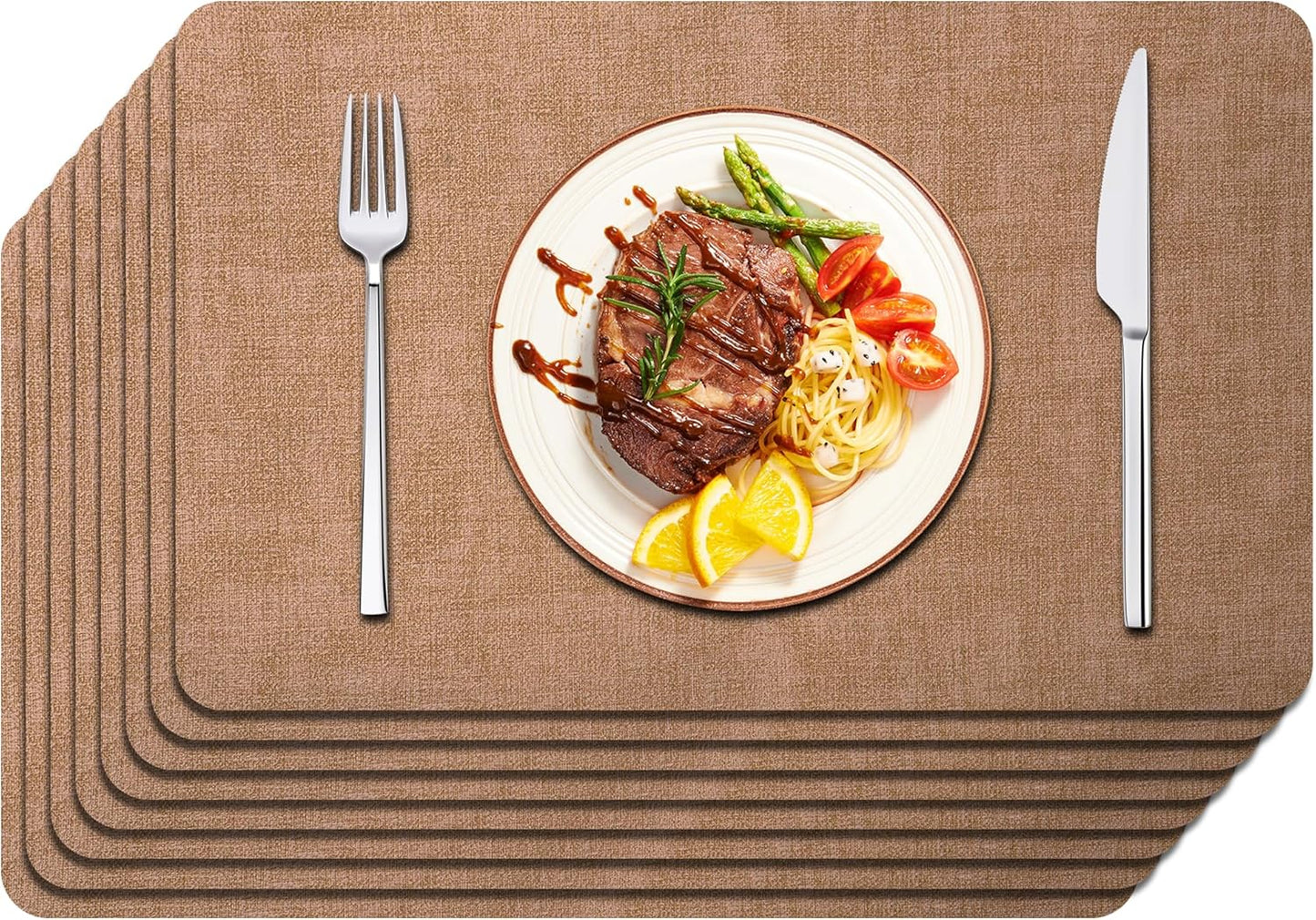 Maxpearl 8-Piece PU Leather Placemats for Elegant Dining
