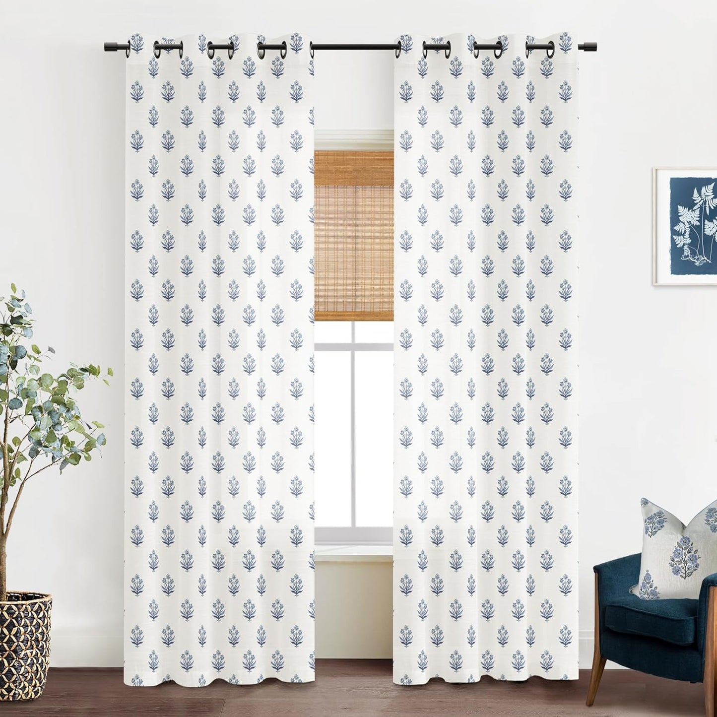 Blue and White Floral Curtains for Elegant Home Decor