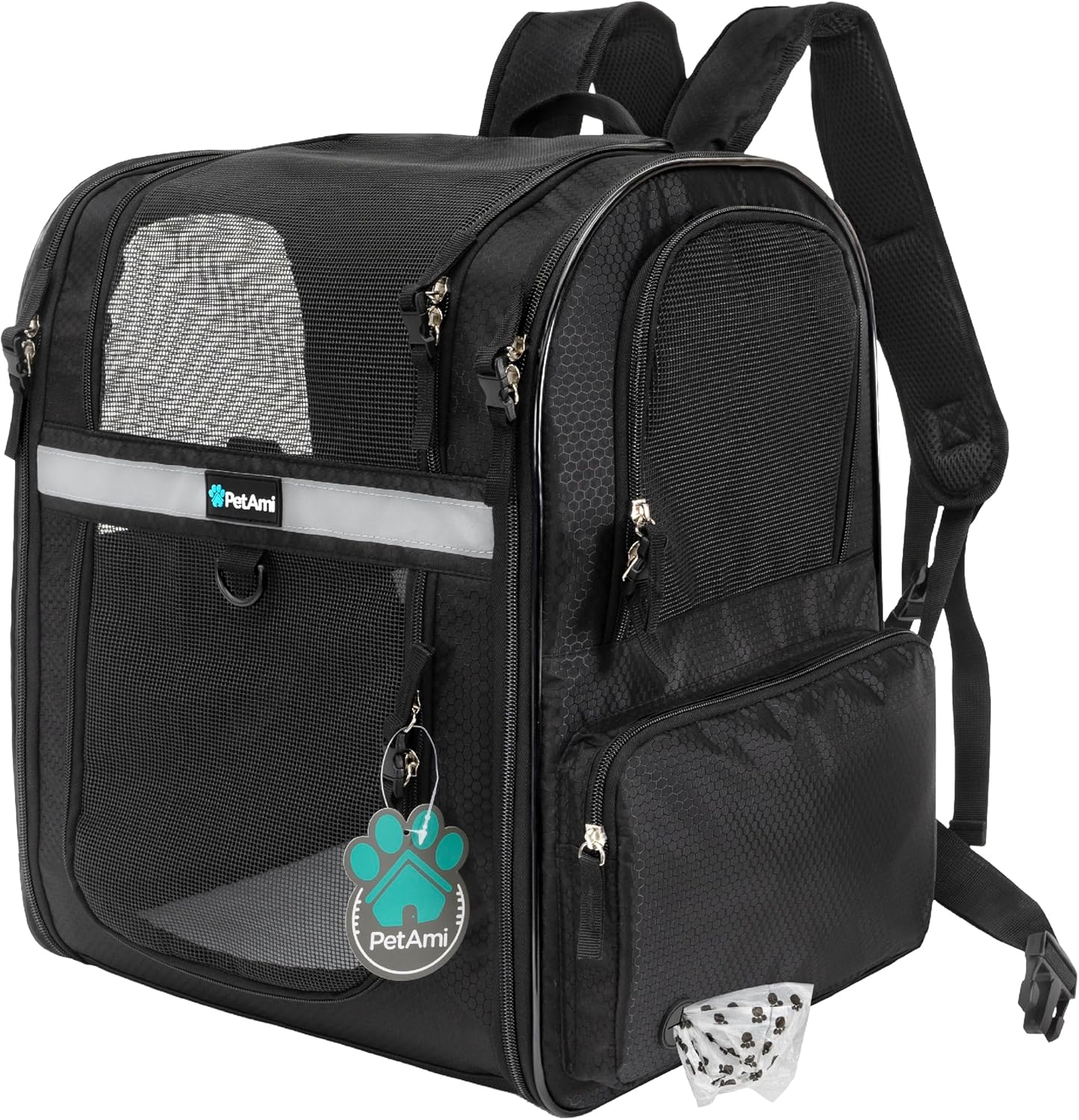 PetAmi Dog Backpack Carrier for Small Medium Pets, Black
