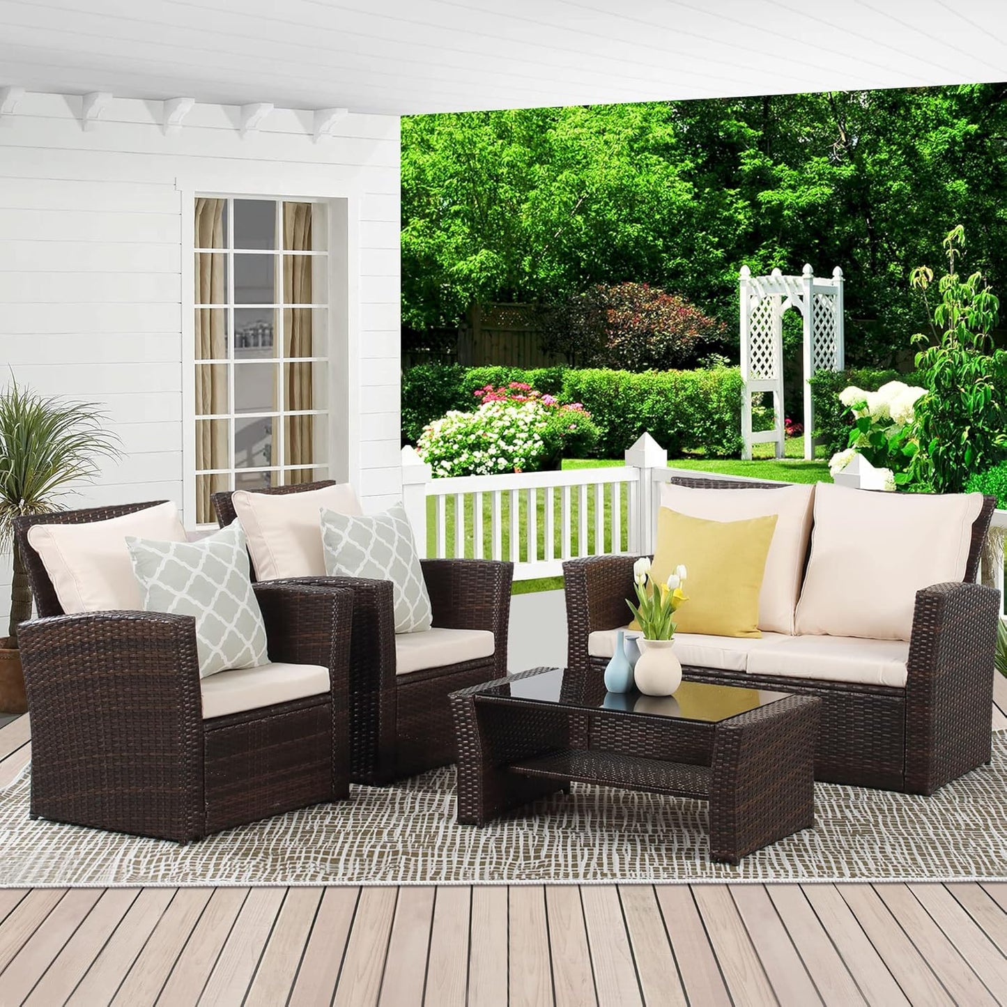 Wicker Outdoor Patio Conversation Furniture Set for Relaxation