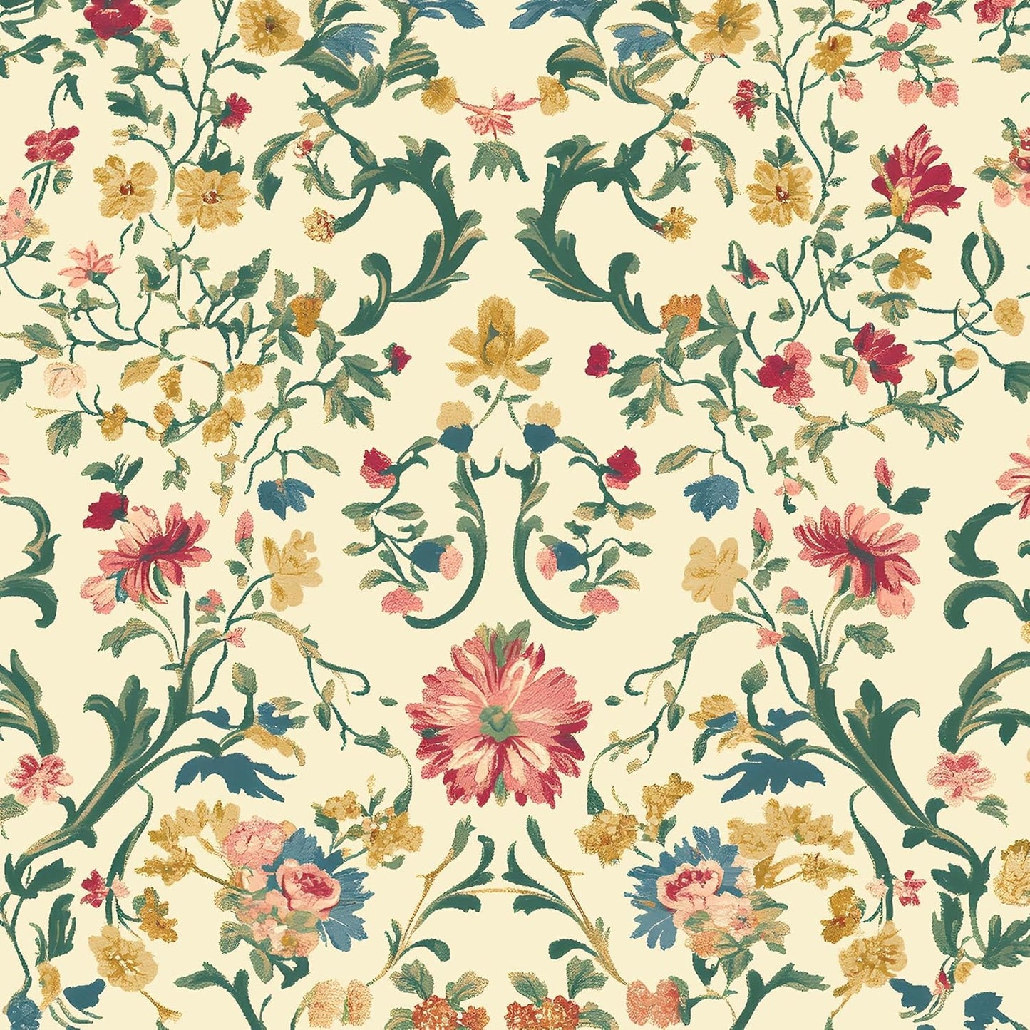 Extra Long Yellow Floral Peelable Wallpaper for Modern Decor