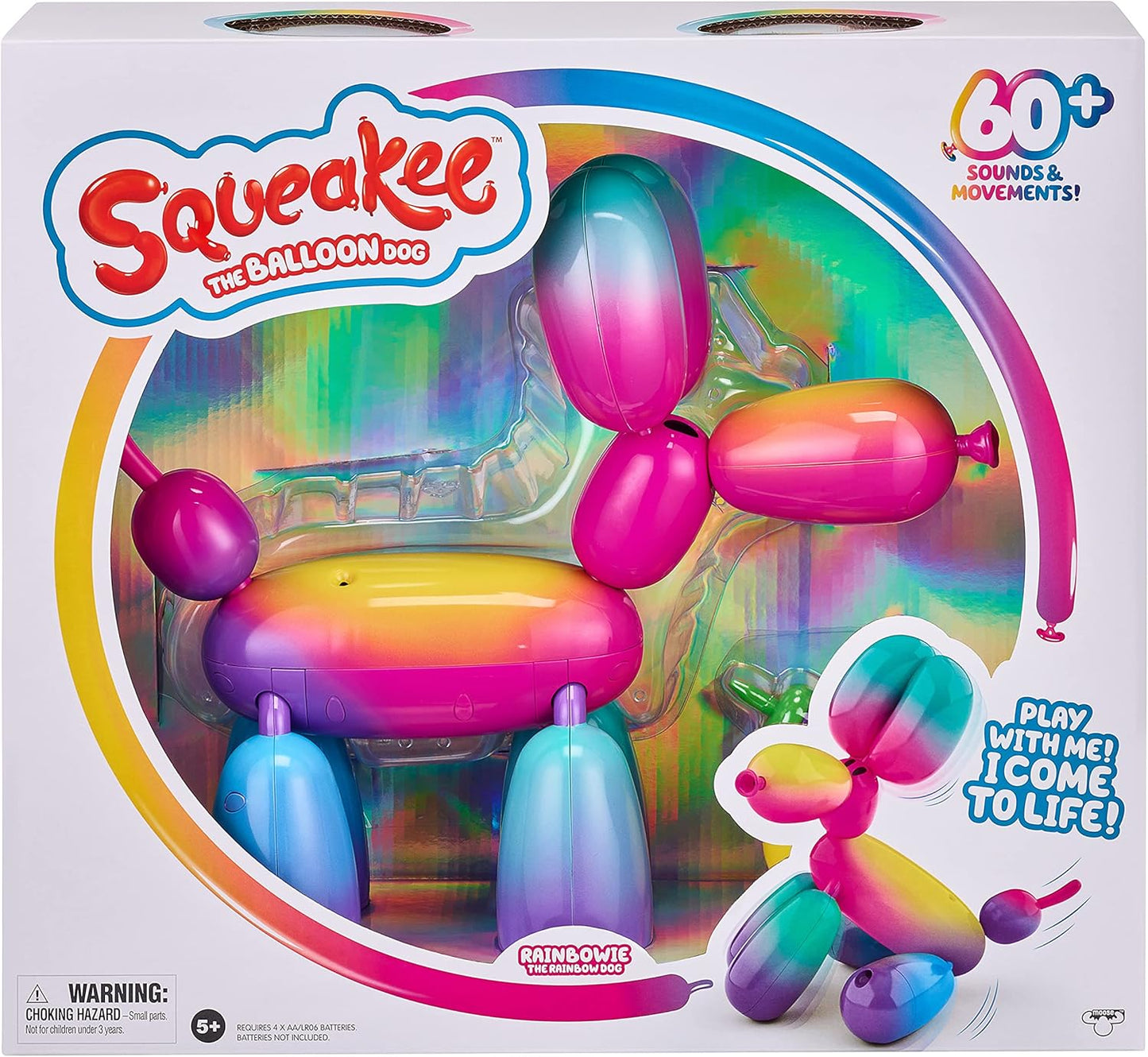Squeakee Rainbowie Balloon Dog - Interactive Toy