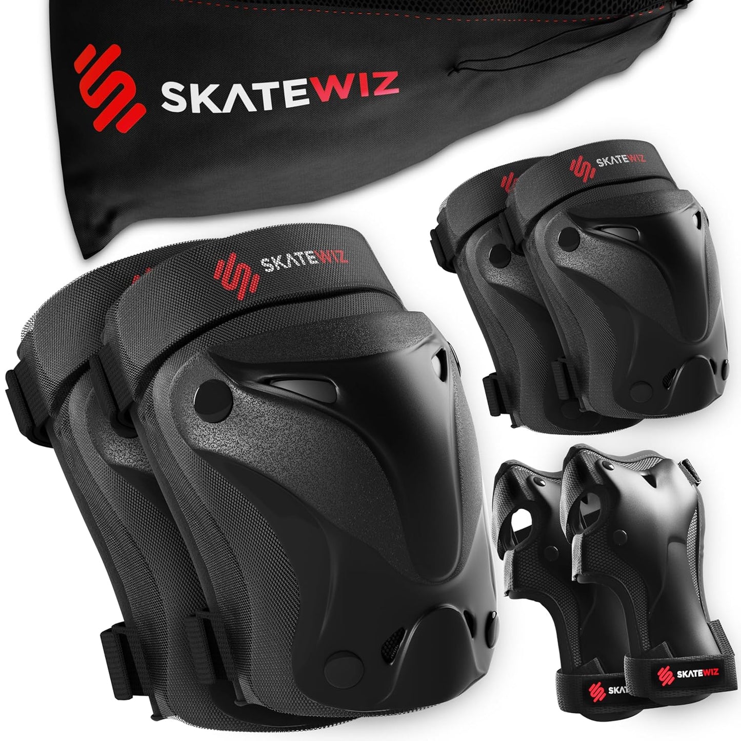 SKATEWIZ Knee and Elbow Pads Adult - Ultimate Protection Gear