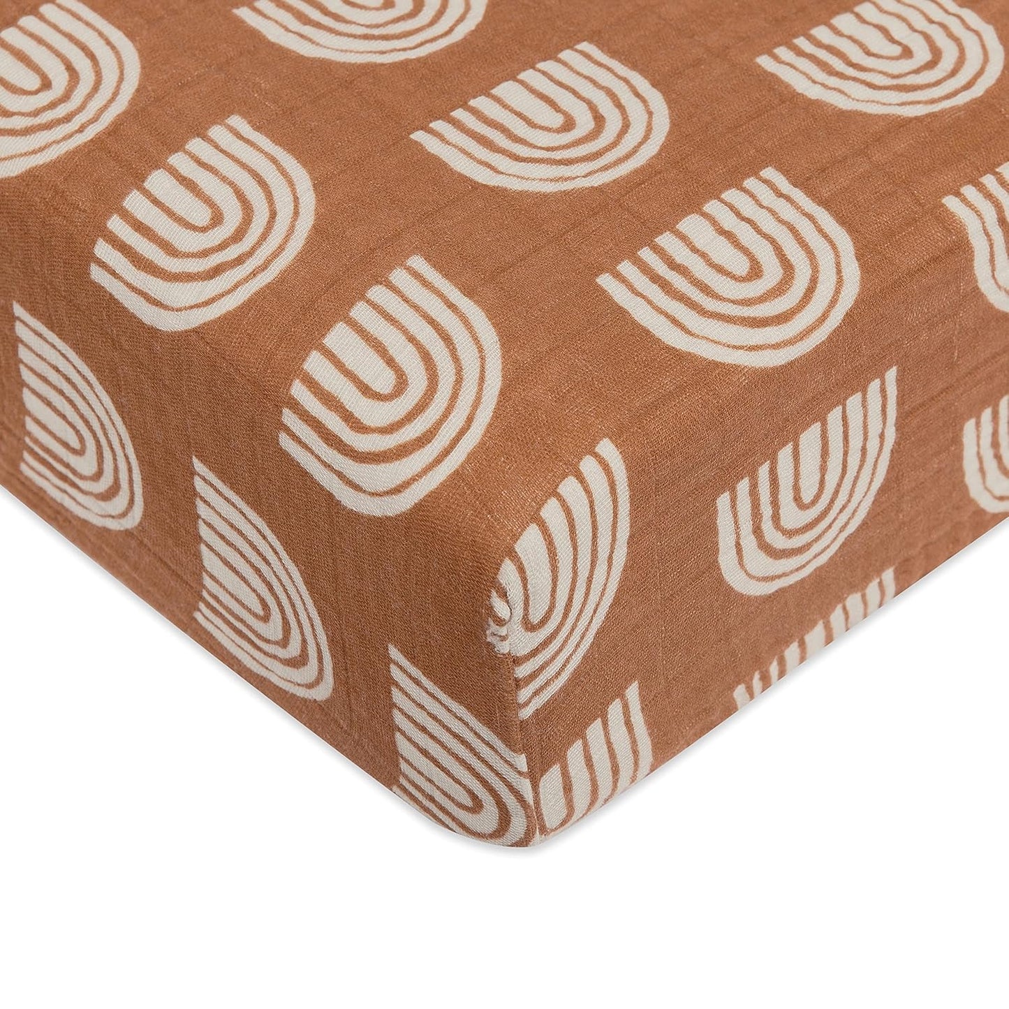 Babyletto Organic Cotton Crib Sheet - Ultra-Soft Terracotta Rainbow