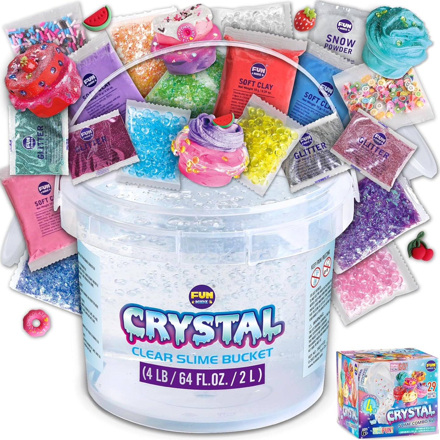4 LB Huge Glassy Clear Slime Bucket Toy for Kids - FunKidz
