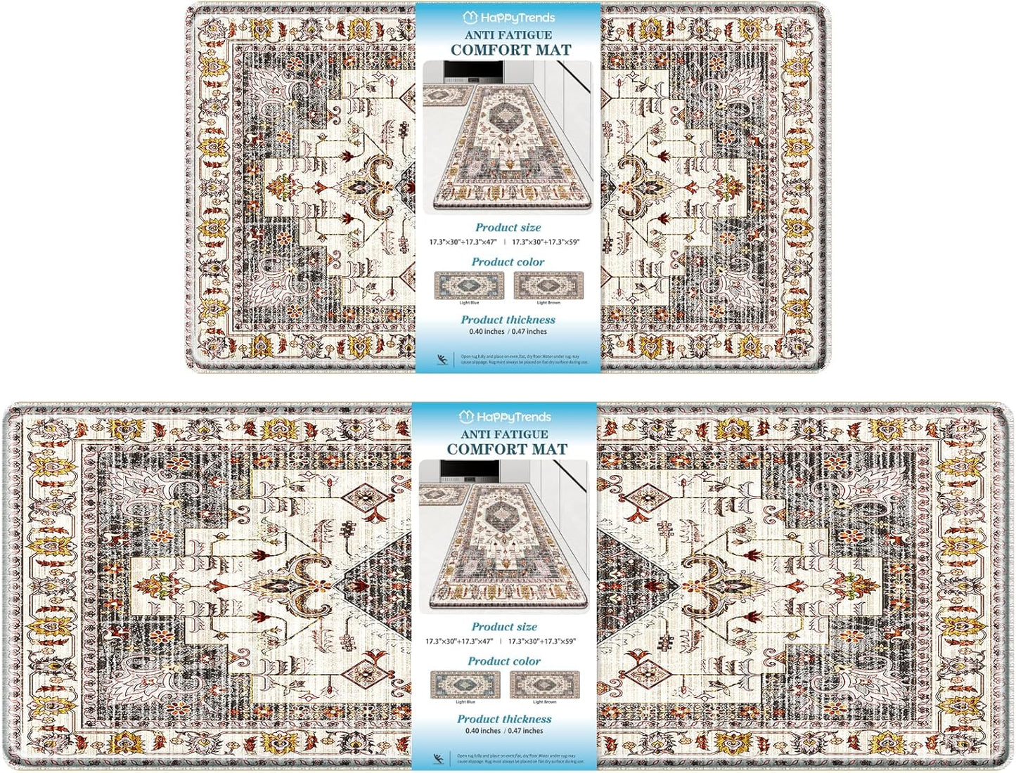 HappyTrends Boho Kitchen Mat Set for Comfort and Style