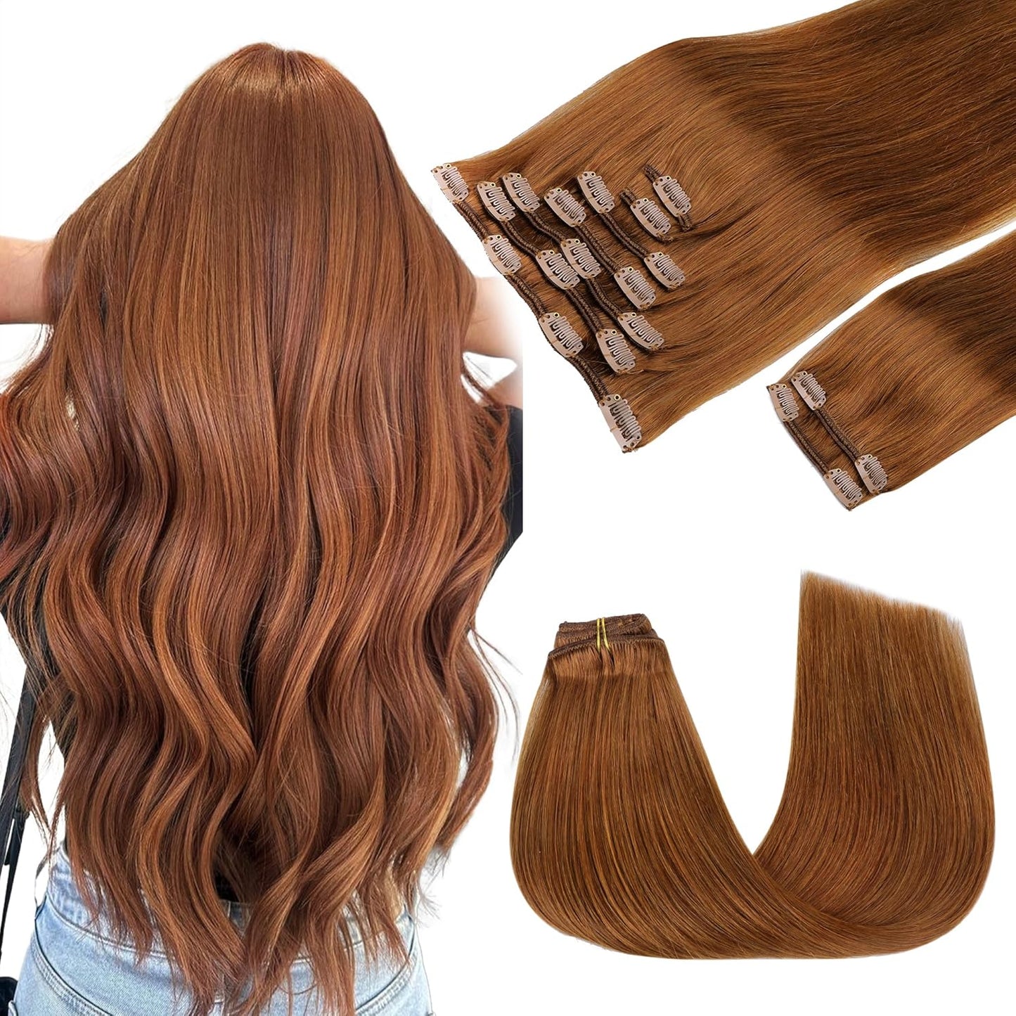 GOO GOO Clip in Hair Extensions for Women, 14in 150g 9Pcs