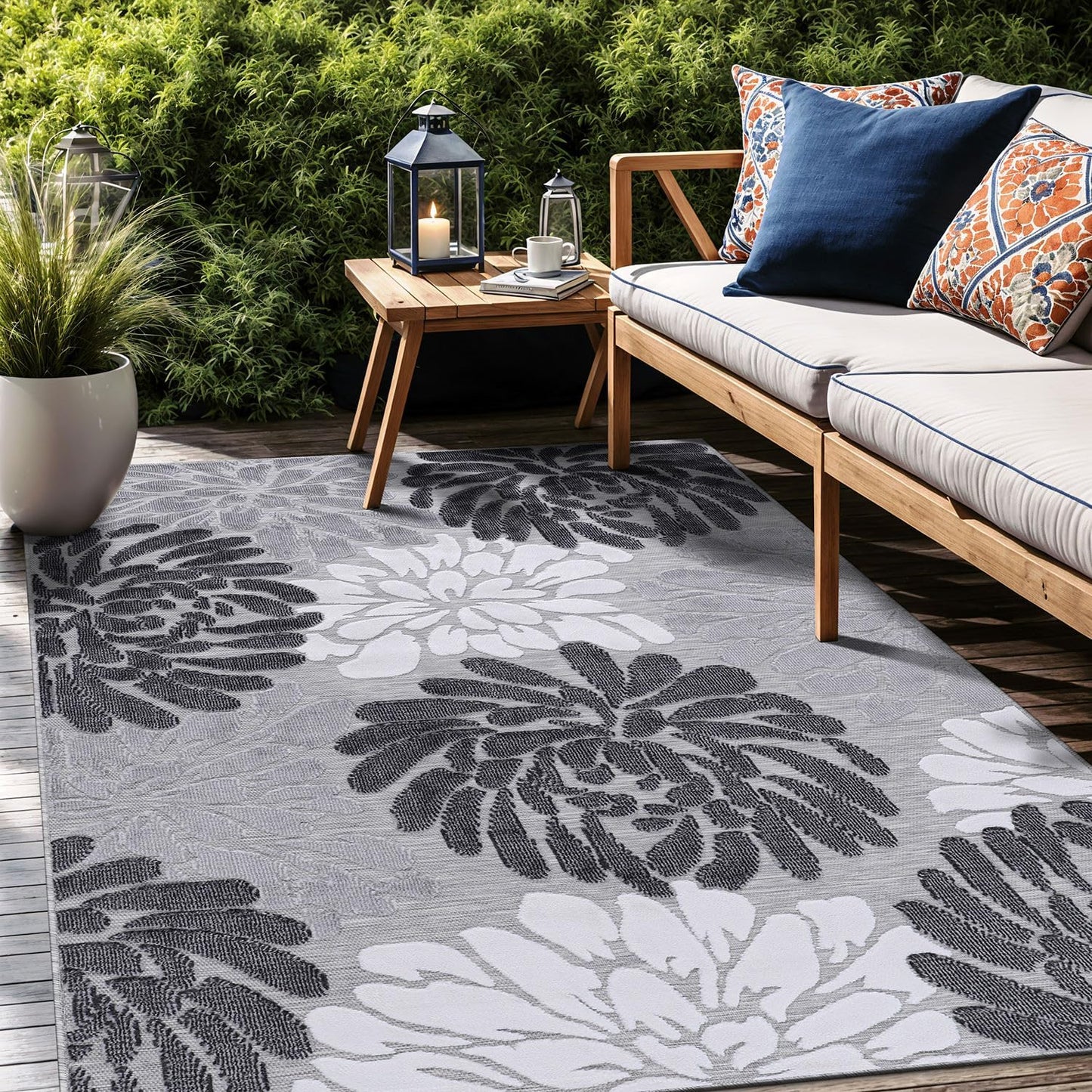 Floral Indoor Outdoor Rugs 8x10 Large Area Rug for Any Space