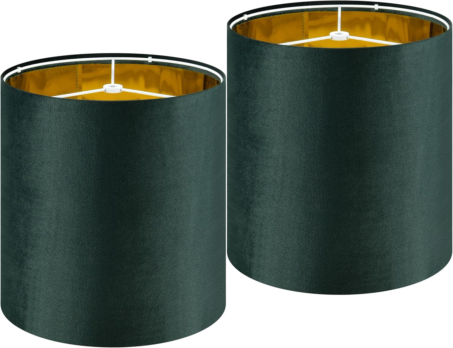Small Drum Lamp Shades 2 Pack, Luxurious Green Velvet Design