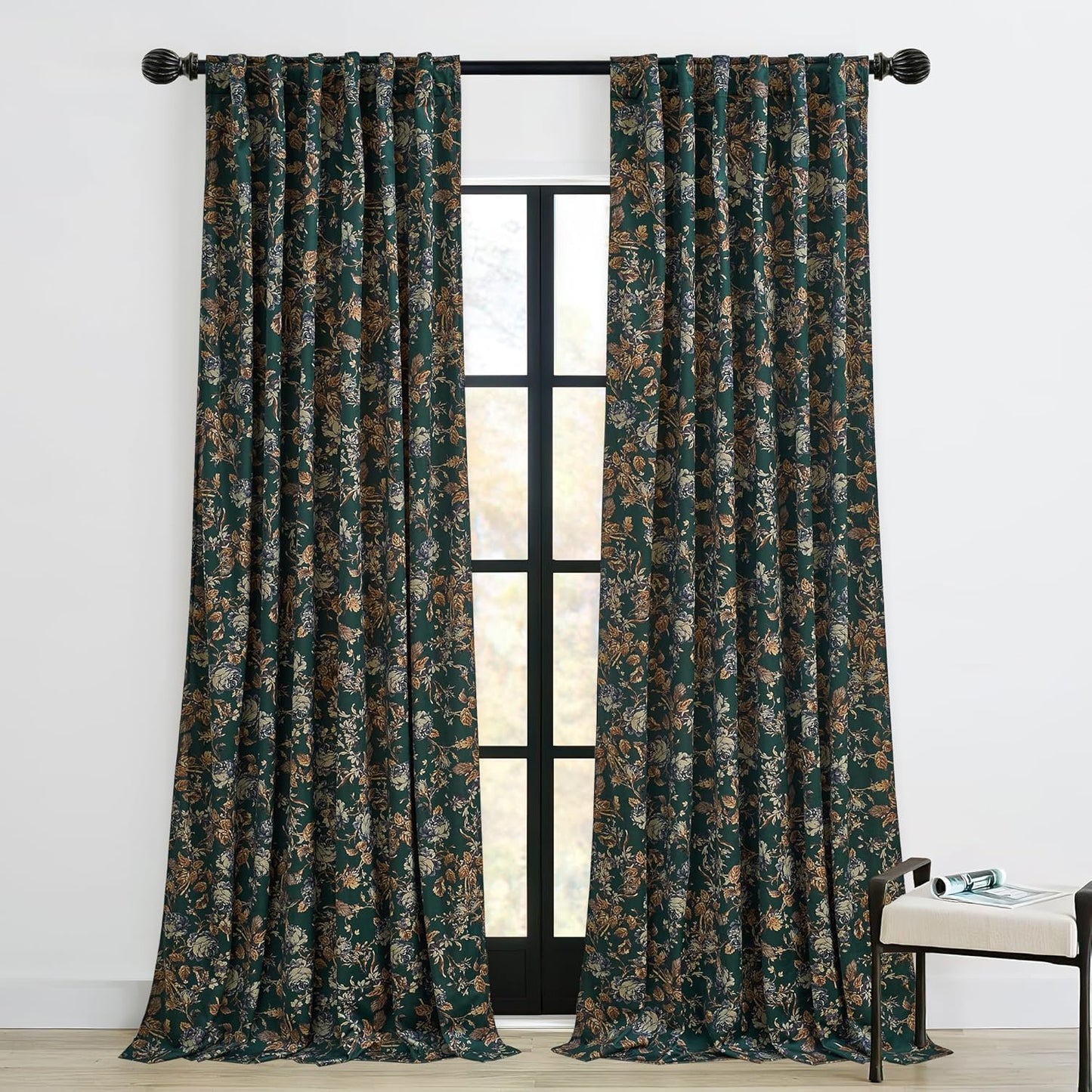 StangH Green Velvet Curtains for Elegant Room Decor 84 inches