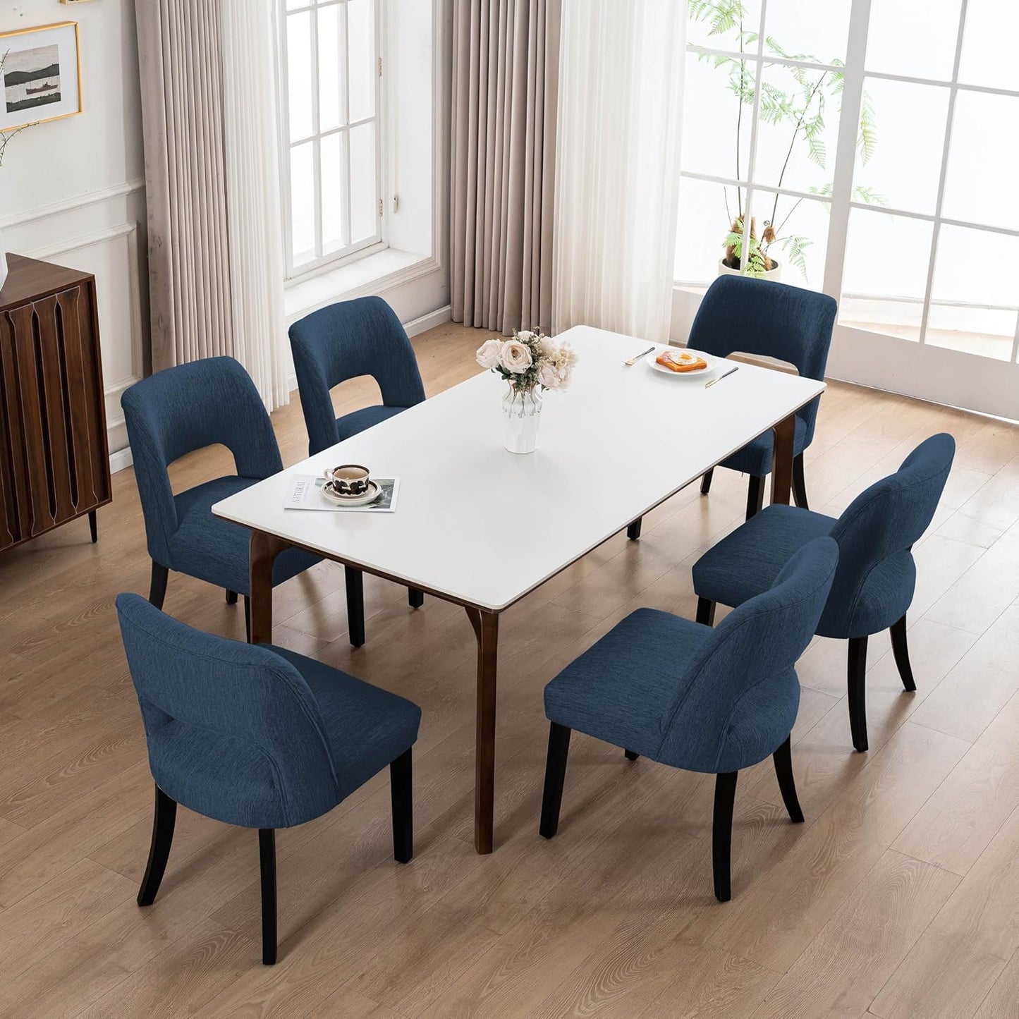 VKNOW Wooden Dining Chairs Set of 6 for Modern Dining Rooms