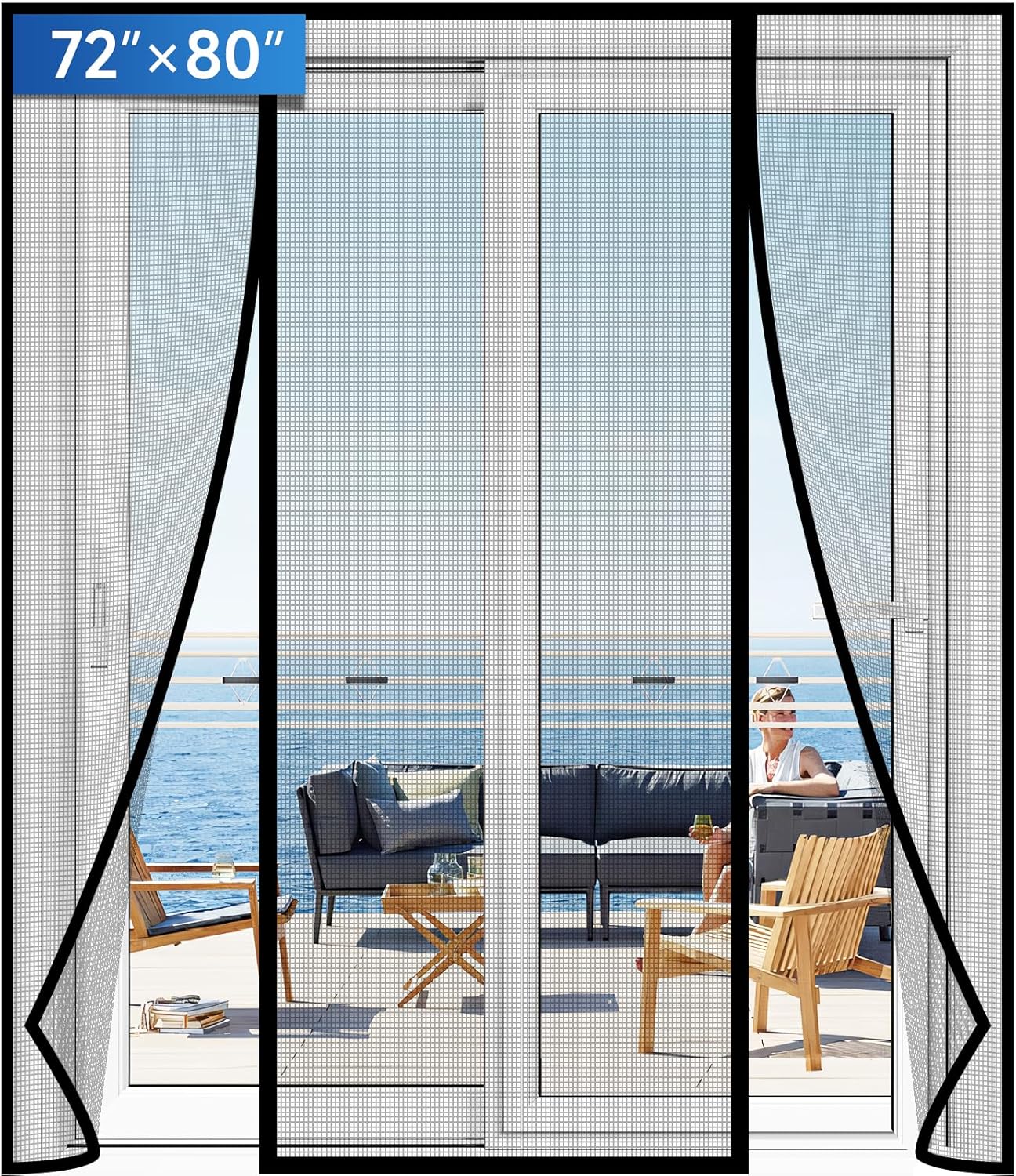 Magnetic Screen Door for Sliding and French Doors - 72in x 80in