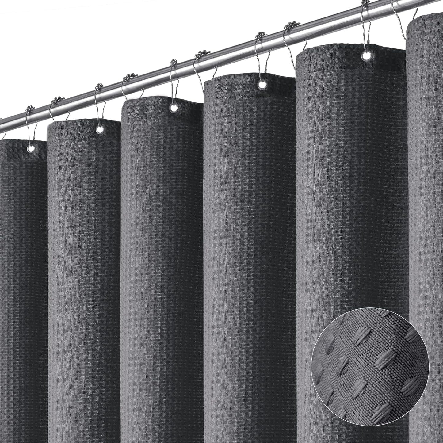 Dynamene Extra Wide Shower Curtain - 108 Inch Charcoal Grey