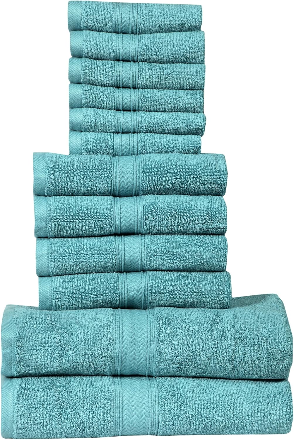 Hillfair 12-Piece Super Soft Cotton Bath Towels Set - Aqua