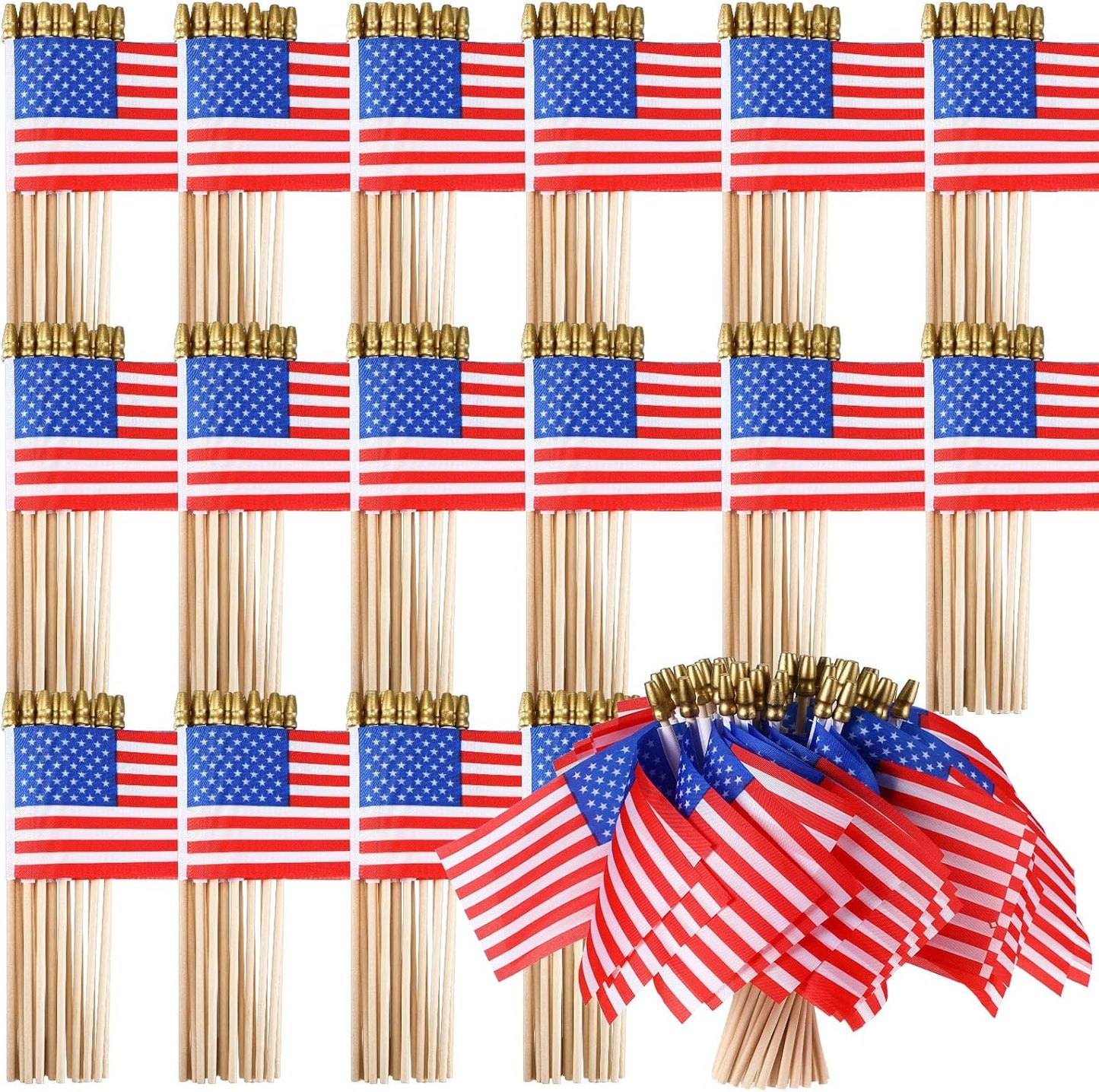 500 Pcs Mini American Flags on Stick for 4th of July Fun