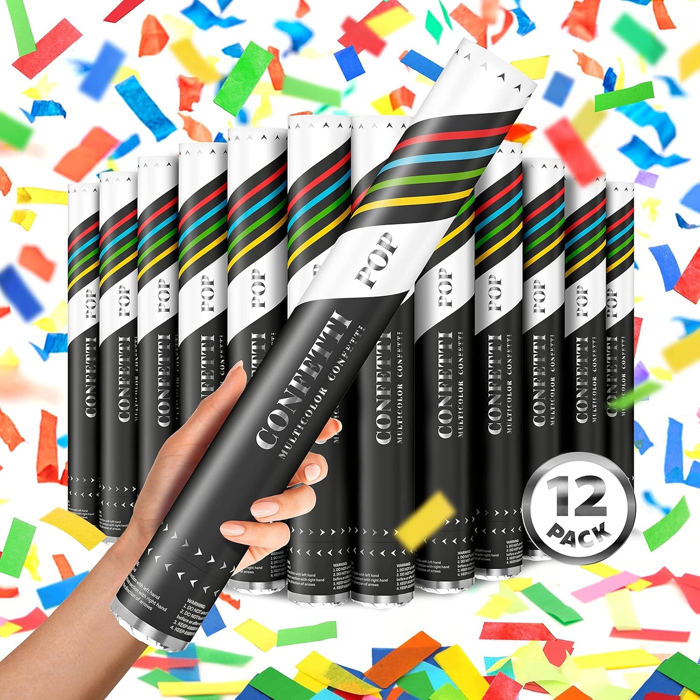 16 Confetti Poppers Cannon - Extra Large Party Poppers Fun