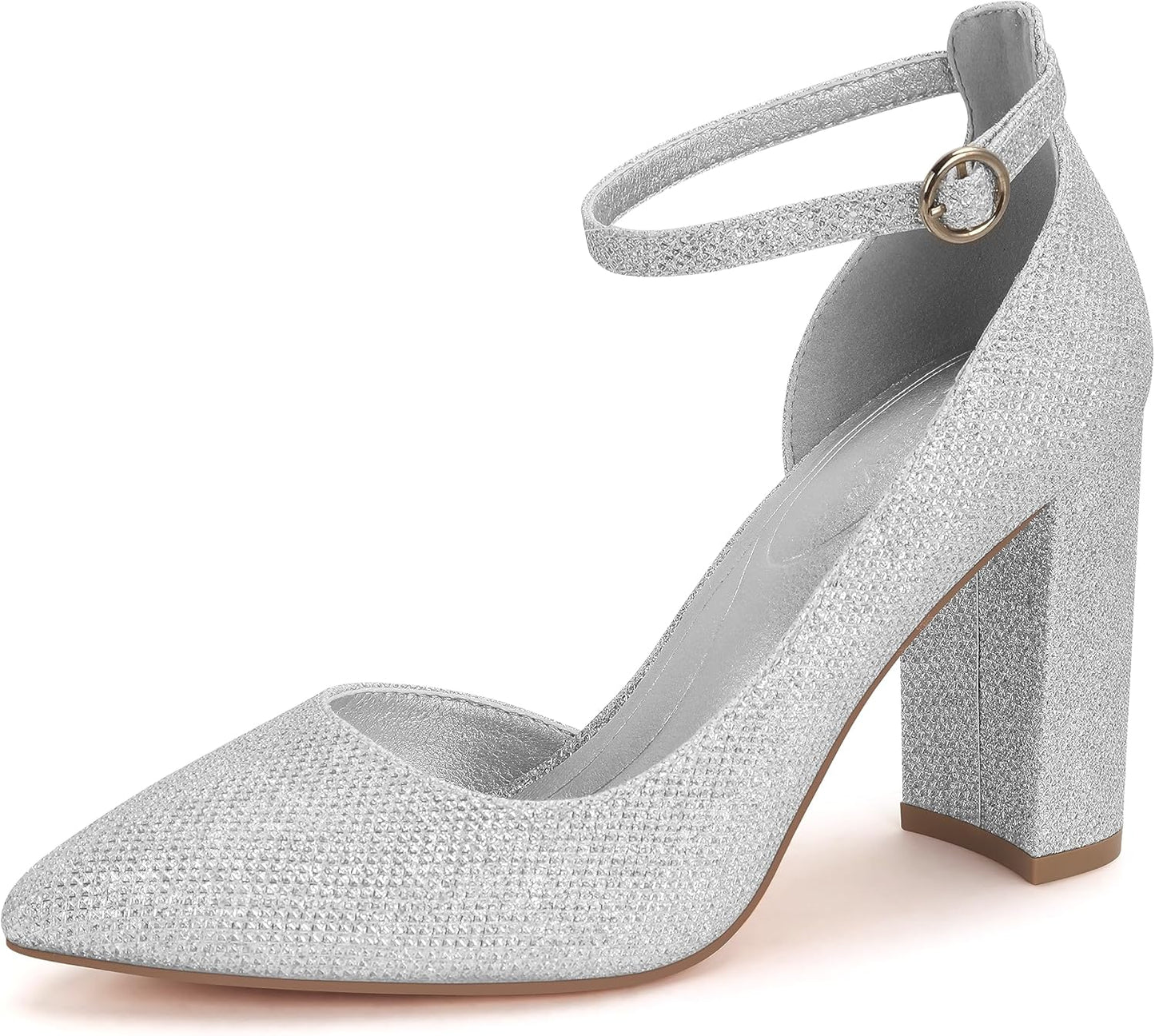 Women's Closed Toe Pumps with 3-Inch Chunky Heels for Elegance