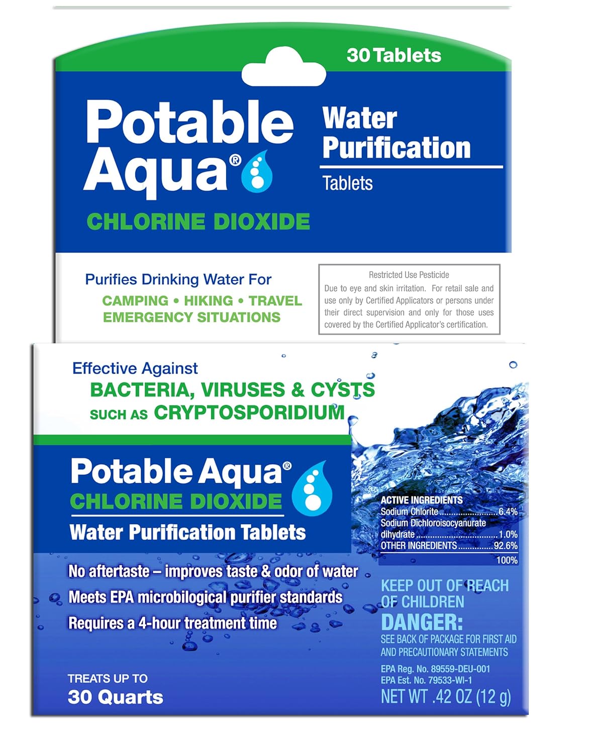 30 Chlorine Dioxide Water Purification Tablets for Safe Drinking