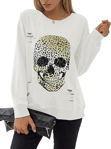 Blooming Jelly Women's Crewneck Sweatshirt with Skull Graphic