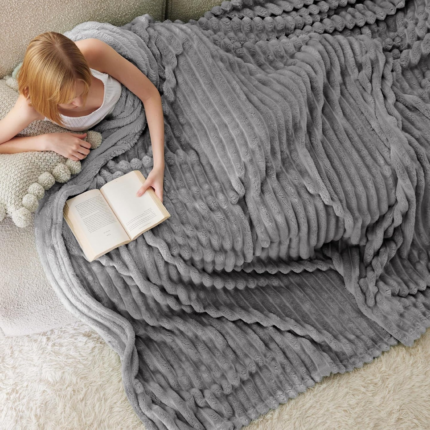 GentleSoft Frost Gray Fleece Blanket - Cozy Soft Throws for All