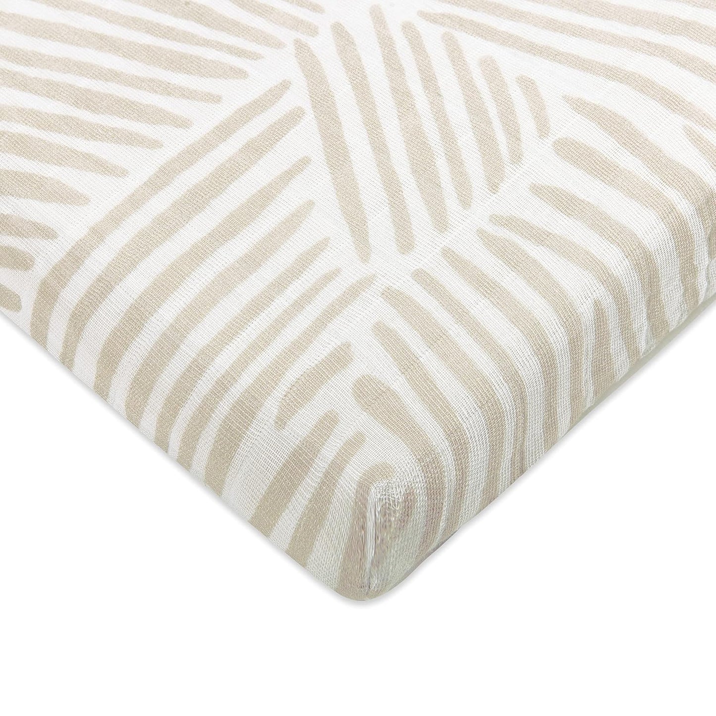 Babyletto Organic Cotton All-Stages Midi Crib Sheet - Oat Stripe