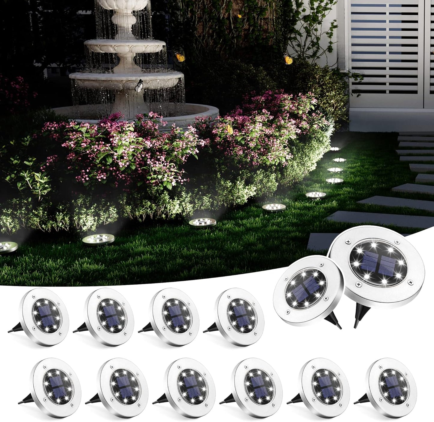 SOLPEX 12 Pack Solar Ground Lights - Brighten Your Outdoor Space!