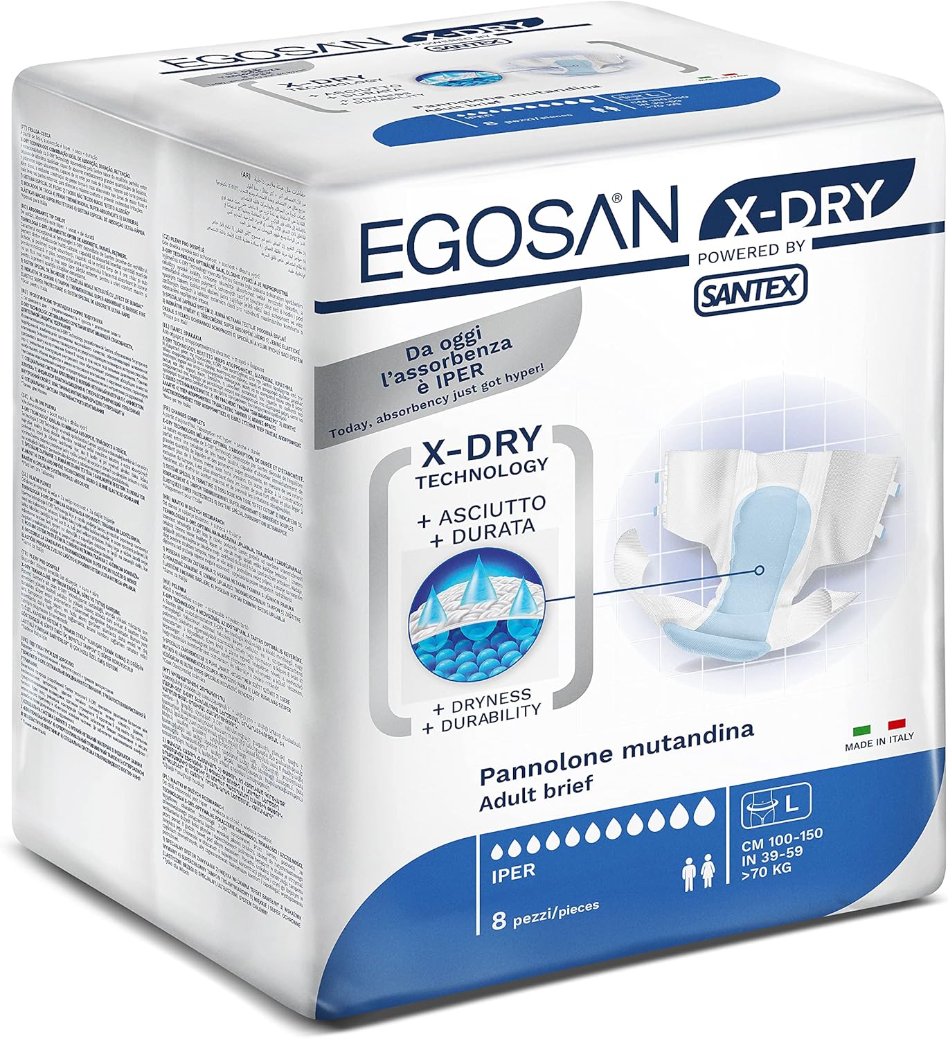 Egosan Incontinence Briefs: 8-Hour X-Dry Protection